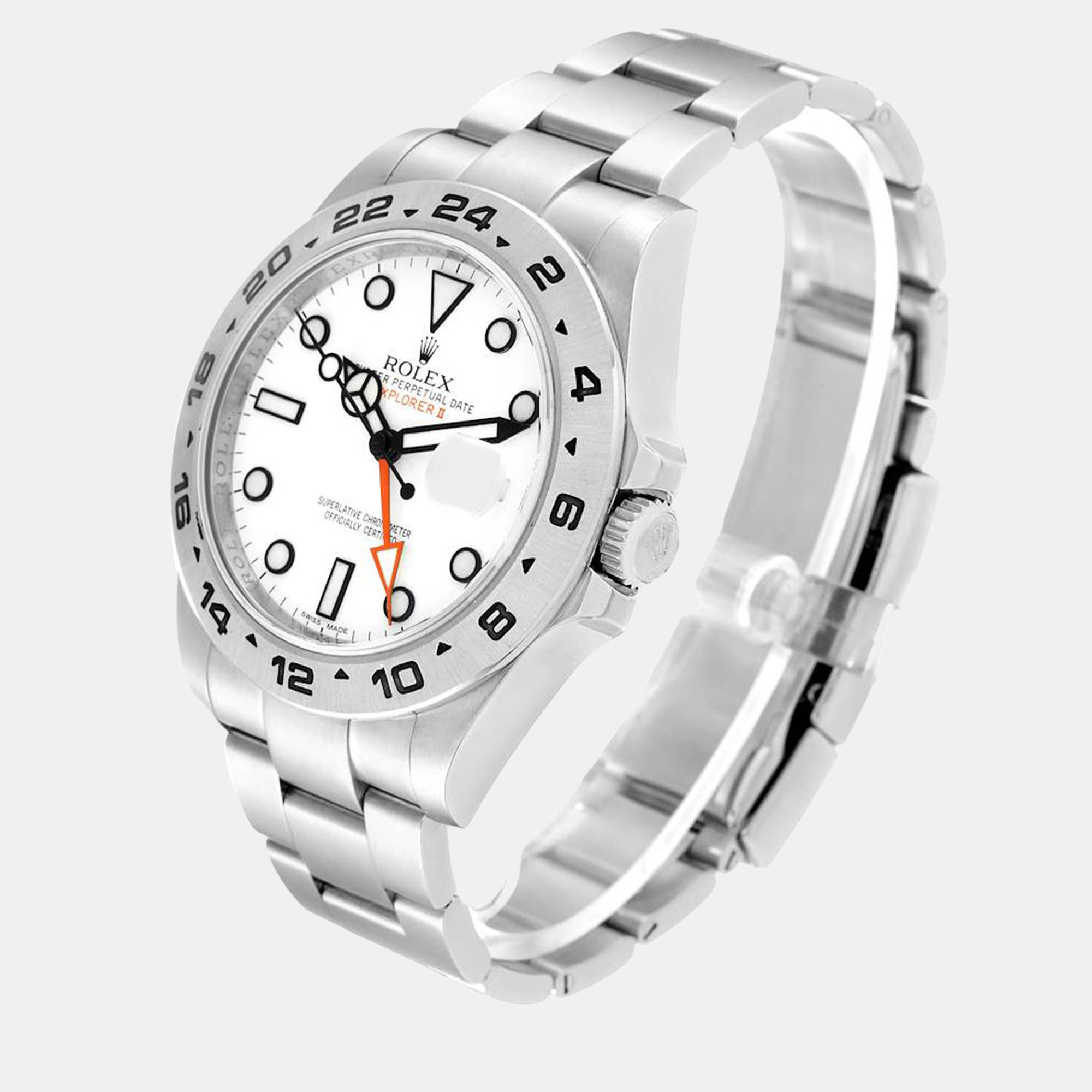 Rolex Explorer II White Dial Orange Hand Steel Men's Watch 216570 42 Mm