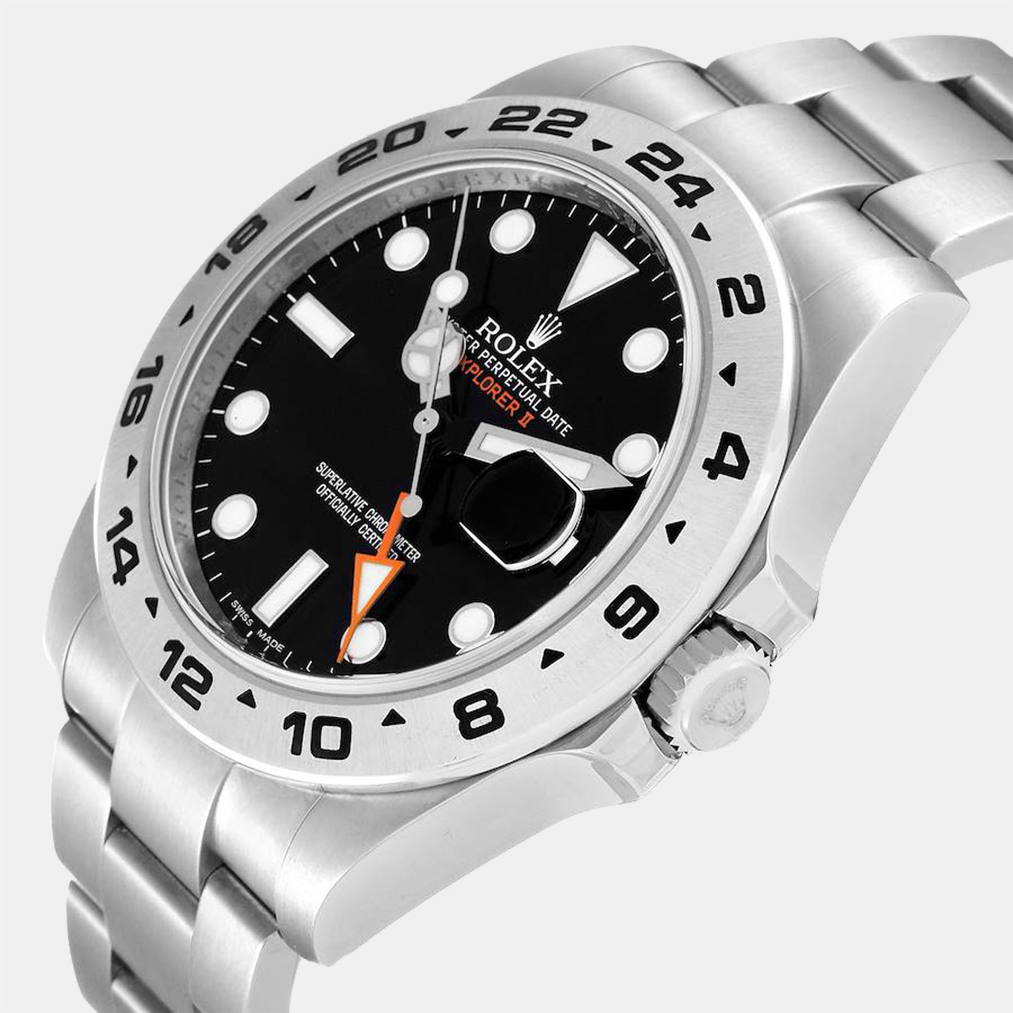 Rolex Explorer II Black Dial Orange Hand Steel Men's Watch 216570 42 Mm