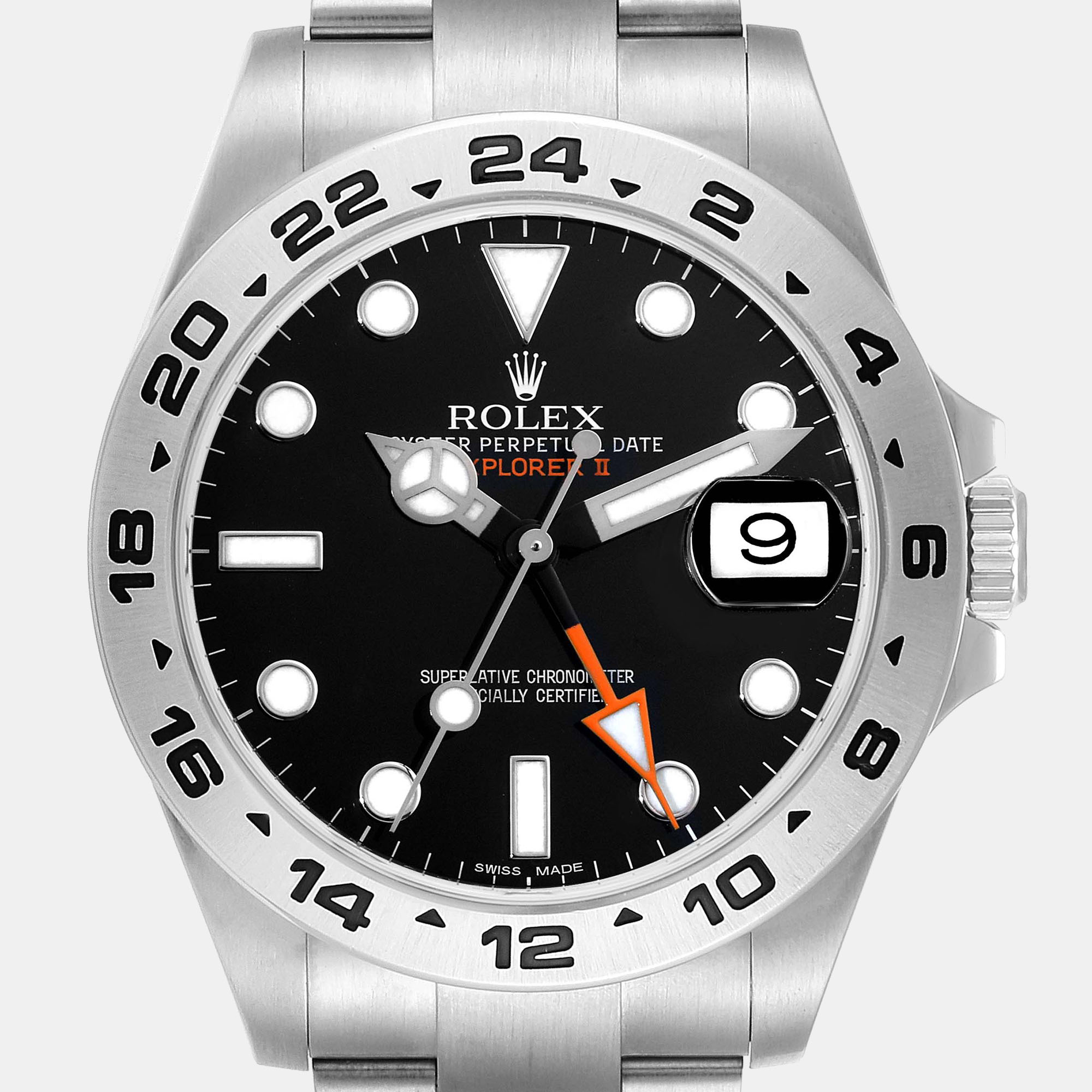 Rolex Explorer II Black Dial Orange Hand Steel Men's Watch 216570 42 Mm