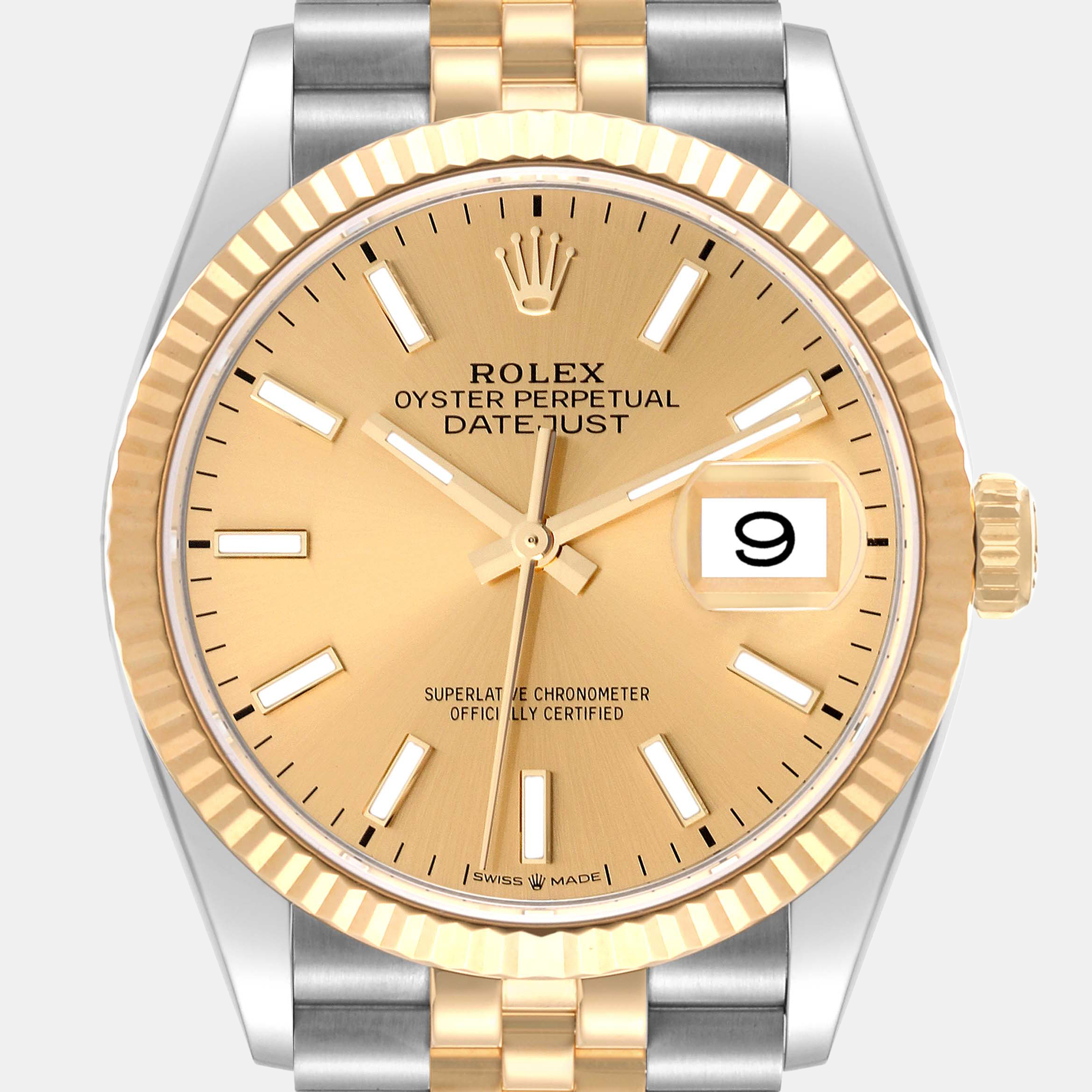Rolex Datejust Steel Yellow Gold Champagne Dial Men's Watch 126233 36 Mm