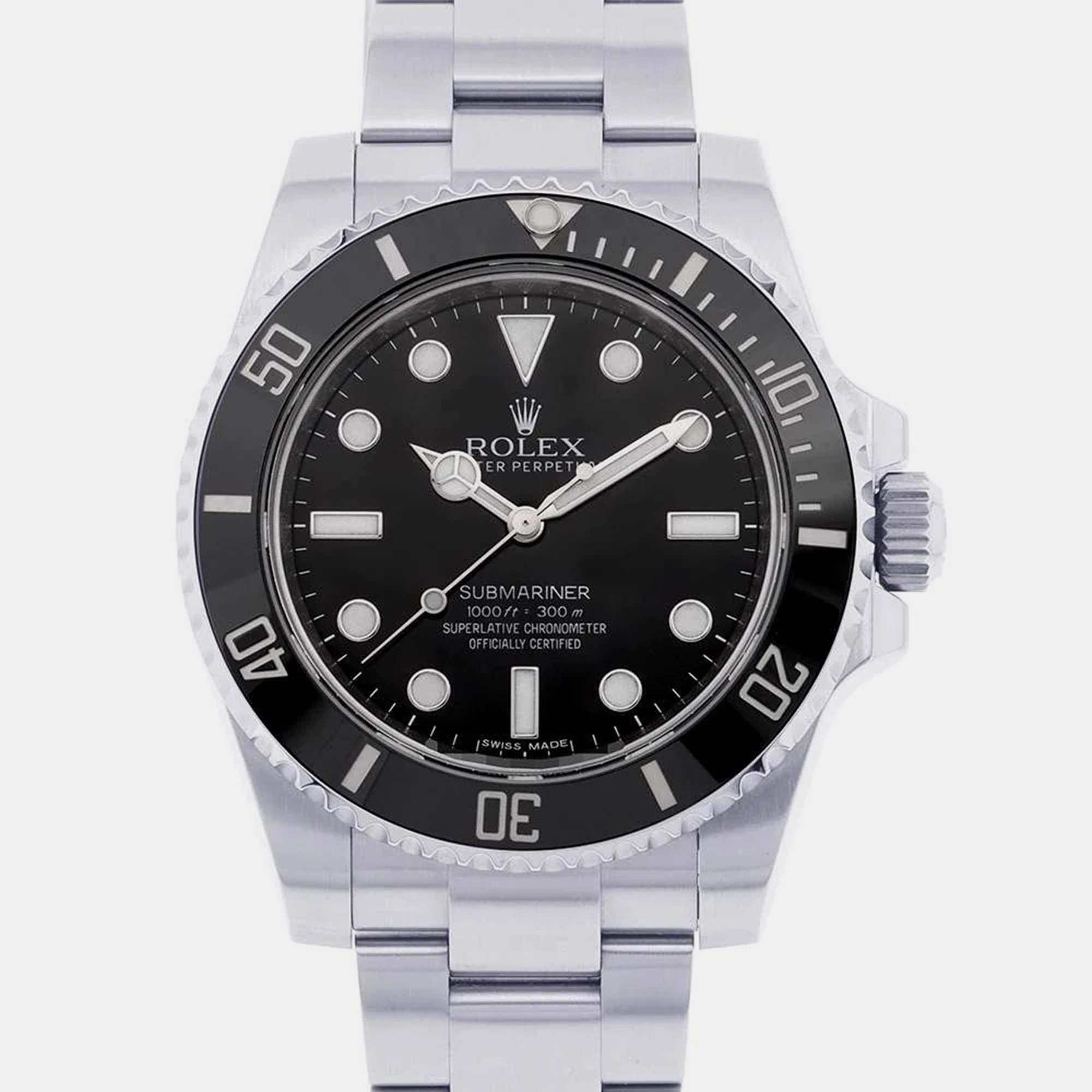 Rolex Black Stainless Steel Submariner 114060 Automatic Men's Wristwatch 40 Mm