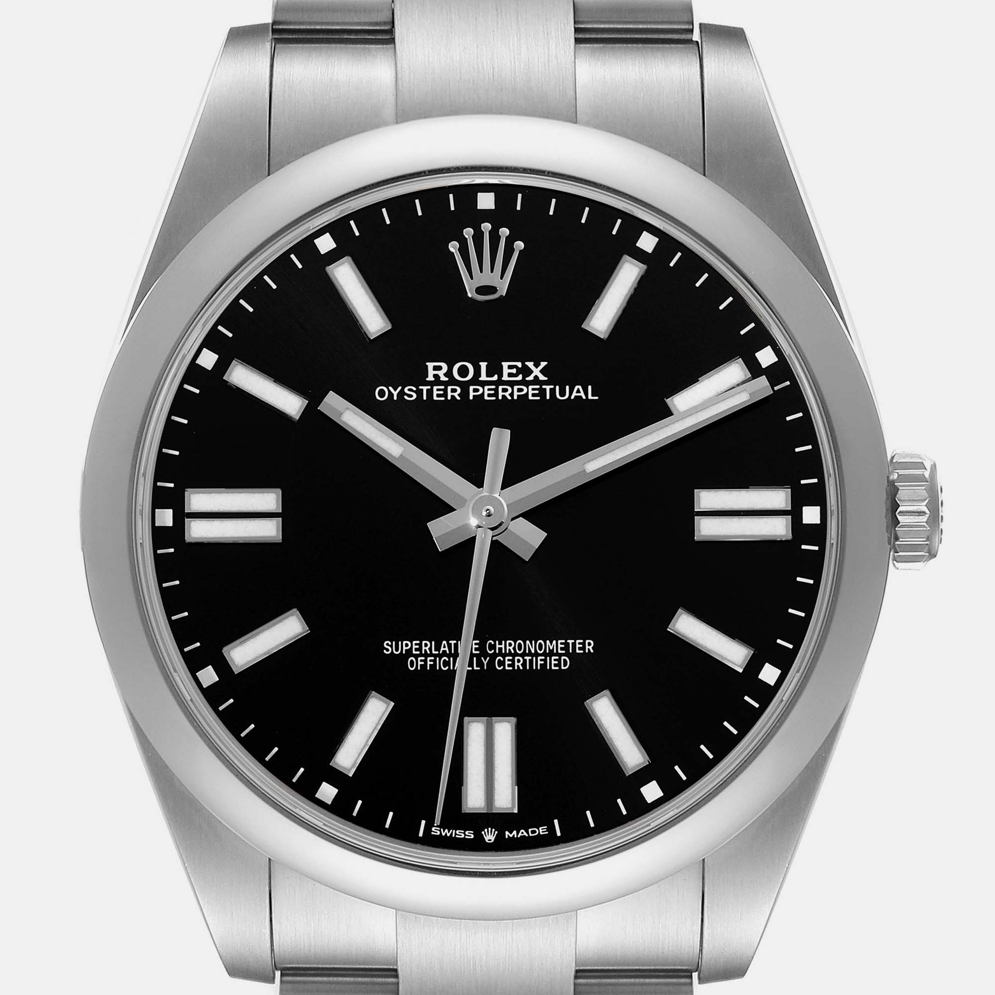 Rolex Oyster Perpetual 41mm Black Dial Steel Mens Watch 124300 Box Card