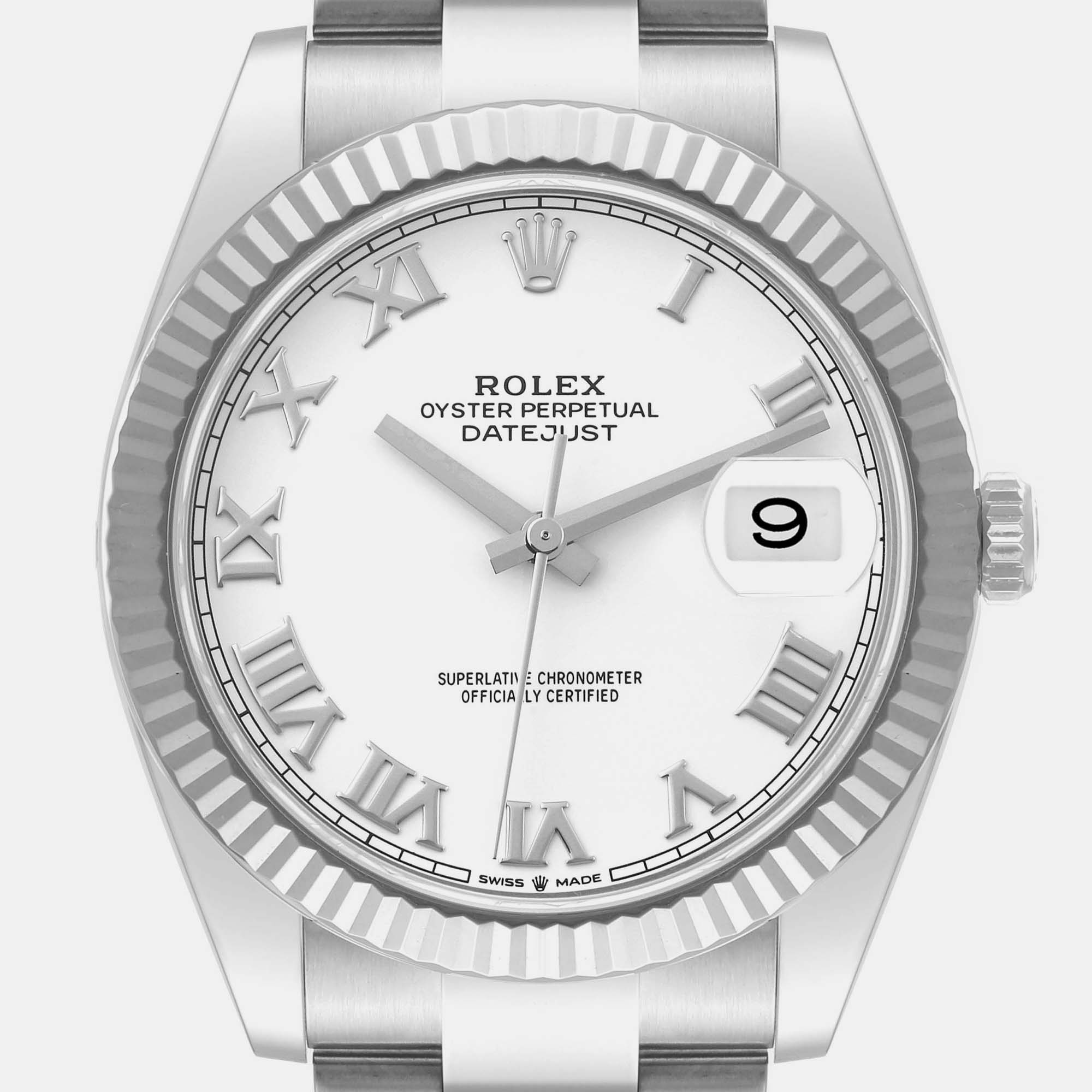 Rolex Datejust 41 Steel White Gold Roman Dial Mens Watch 126334
