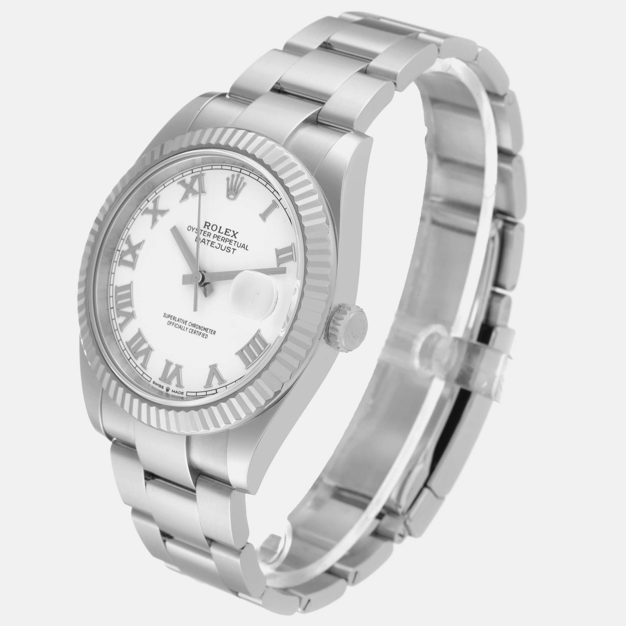 Rolex Datejust 41 Steel White Gold Roman Dial Mens Watch 126334