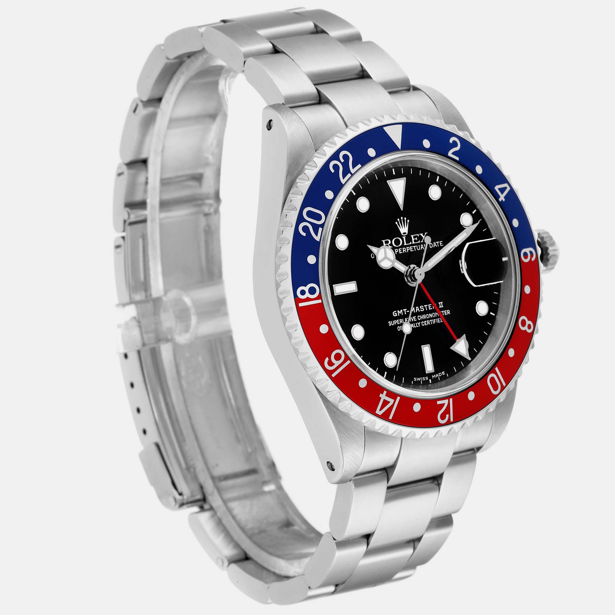Rolex GMT Master II Blue Red Pepsi Bezel Steel Mens Watch 16710