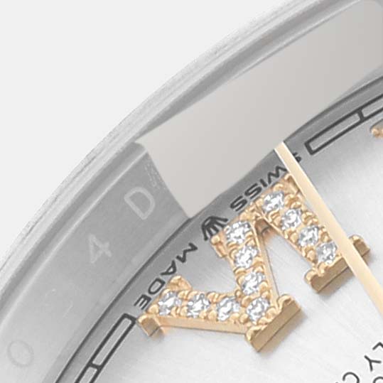 Rolex Datejust Steel Yellow Gold Silver Diamond Dial Mens Watch 126233 36 Mm