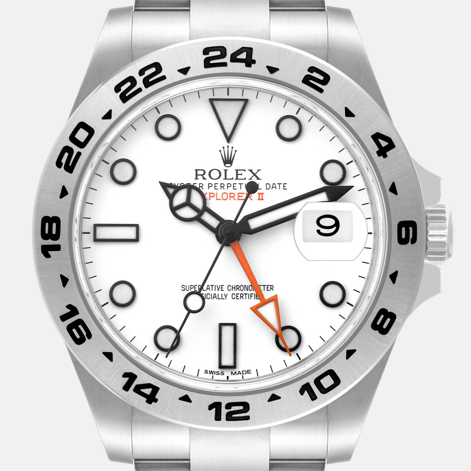 Rolex Explorer II White Dial Orange Hand Steel Mens Watch 216570 42 Mm