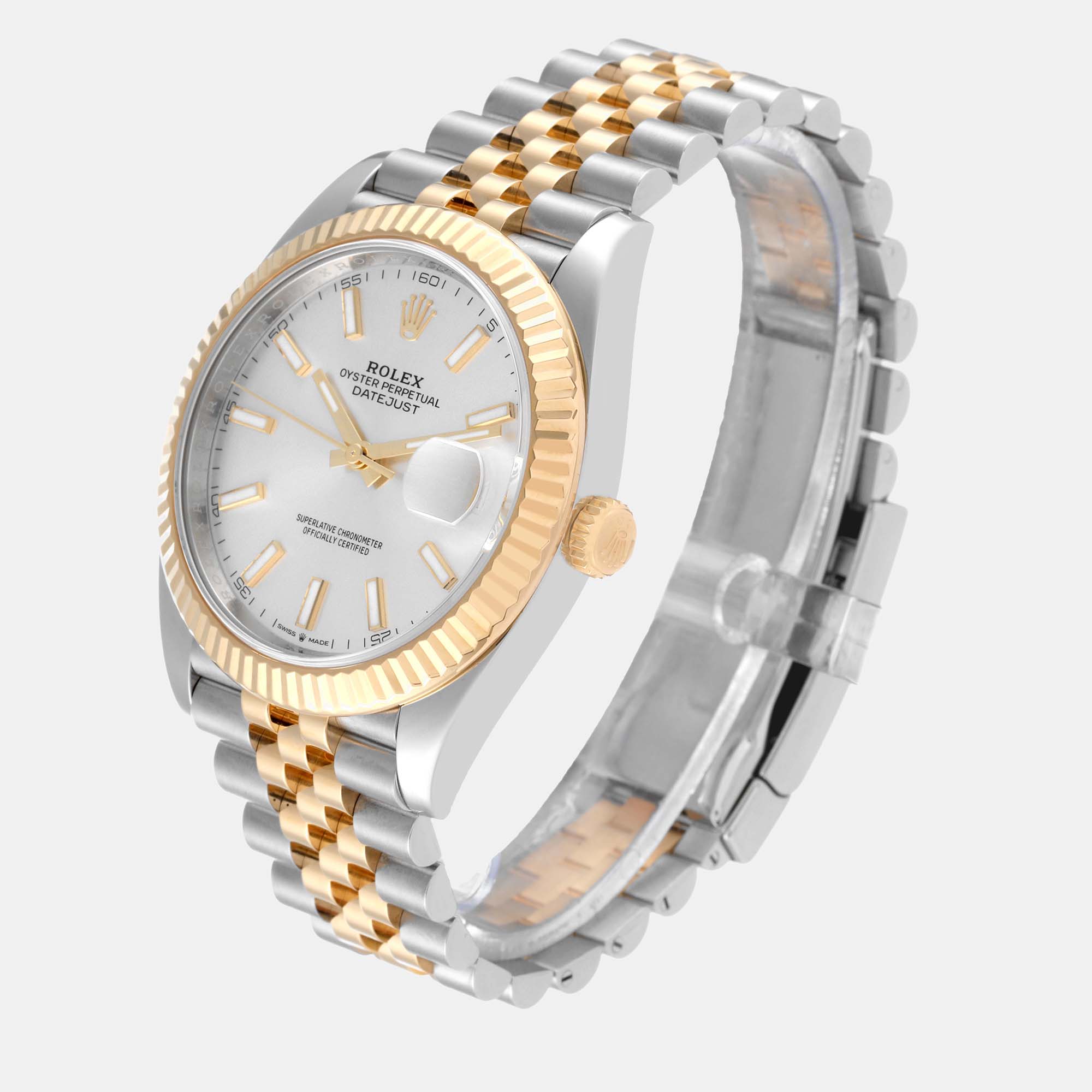 Rolex Datejust 41 Steel Yellow Gold Silver Dial Mens Watch 126333