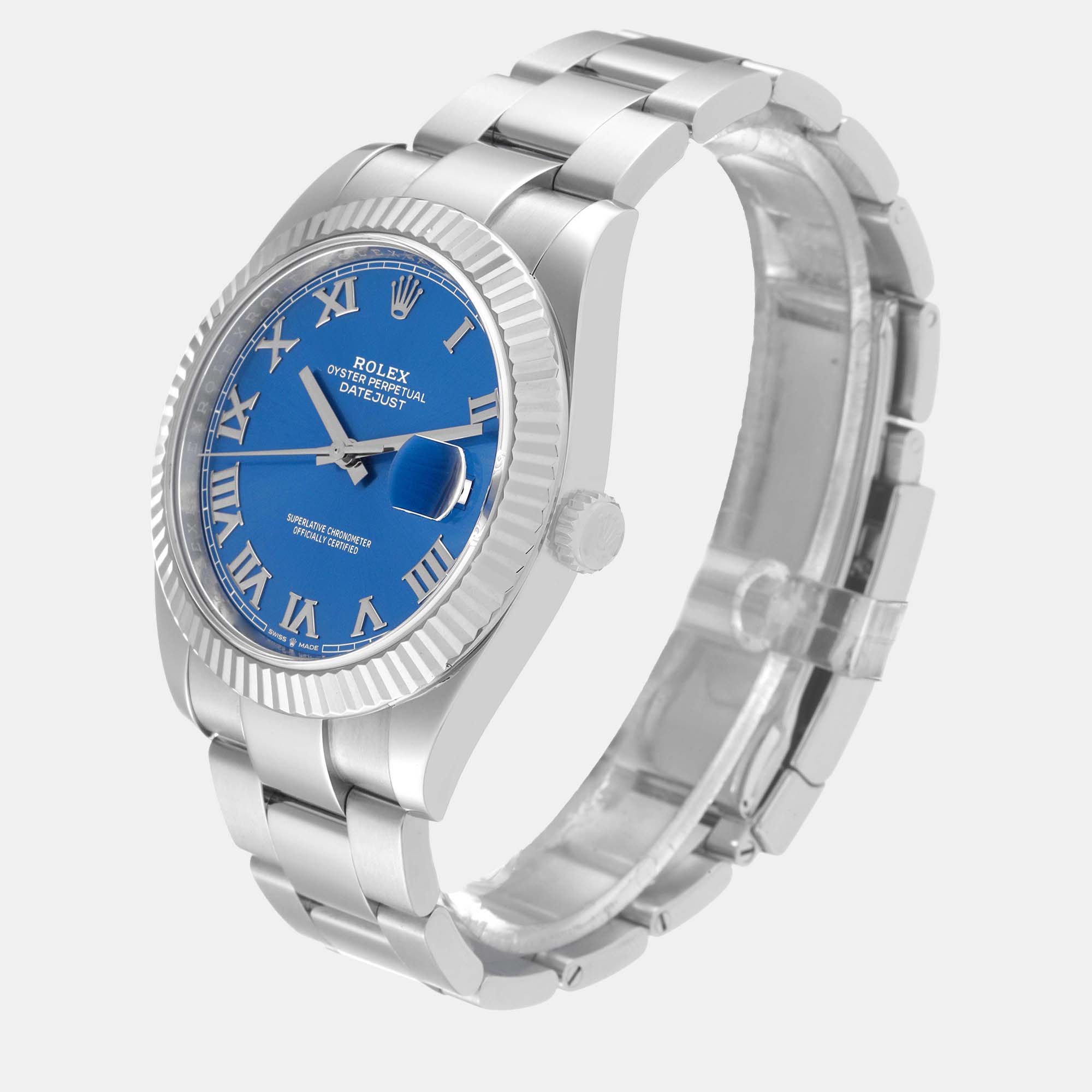 Rolex Datejust 41 Steel White Gold Blue Dial Mens Watch 126334