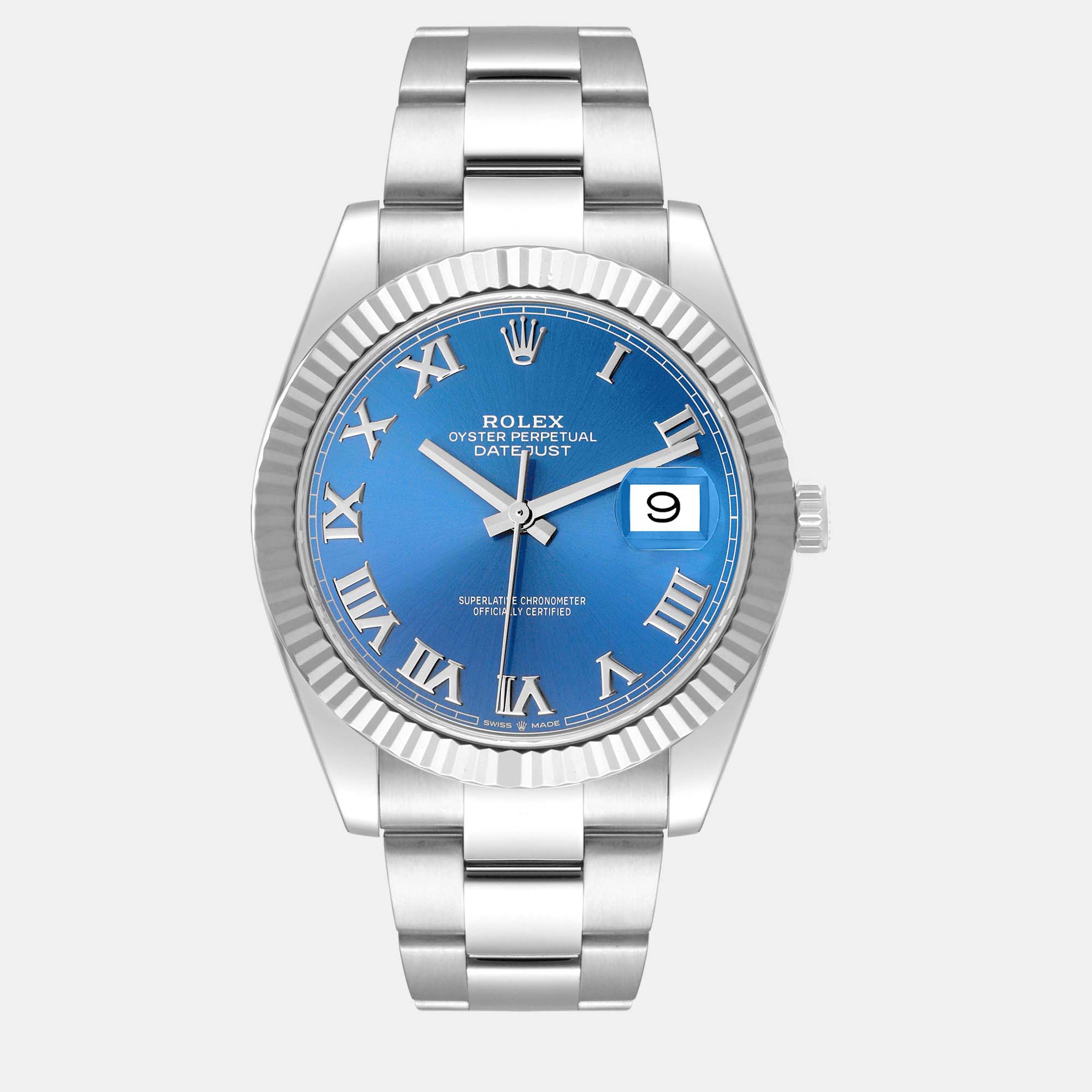 Rolex Datejust 41 Steel White Gold Blue Dial Mens Watch 126334
