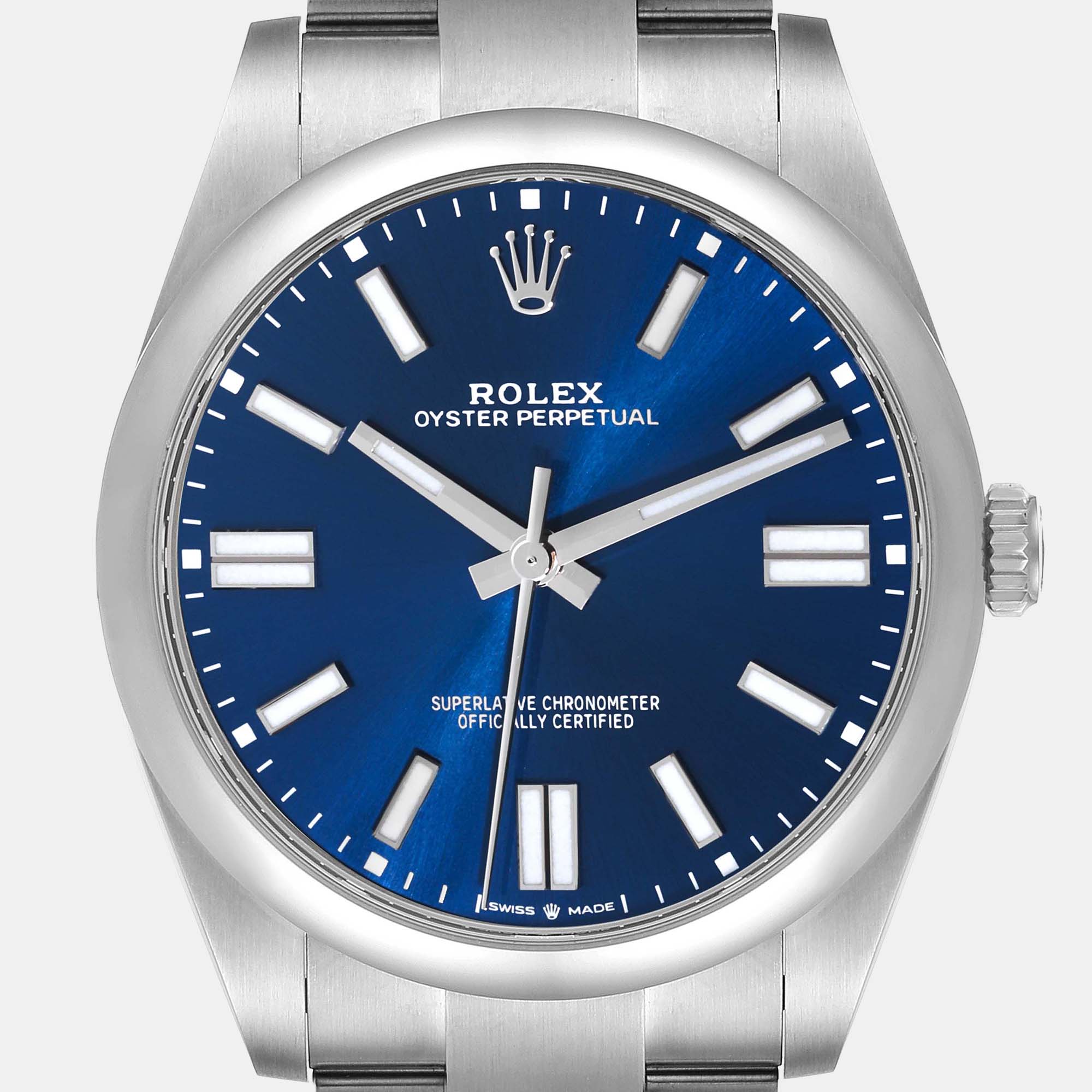 Rolex Oyster Perpetual 41mm Blue Dial Steel Mens Watch 124300