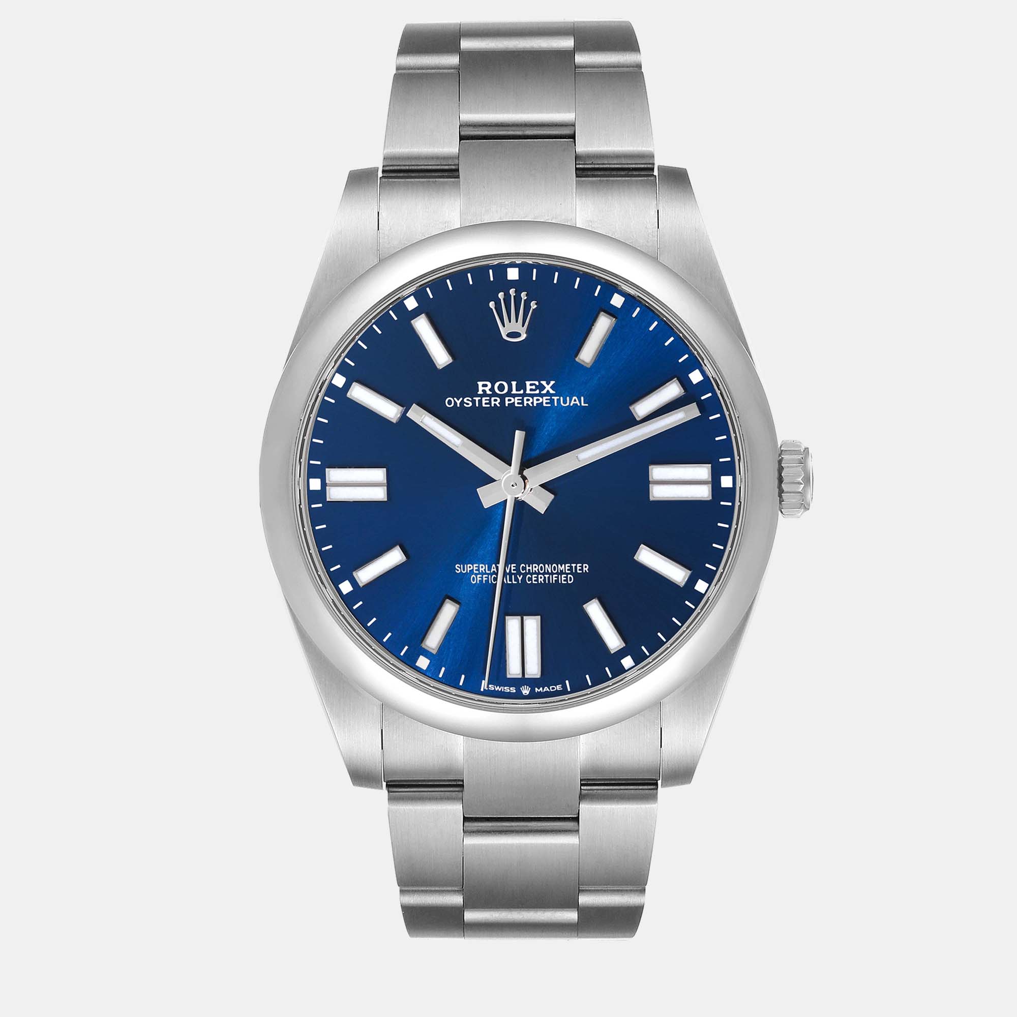Rolex Oyster Perpetual 41mm Blue Dial Steel Mens Watch 124300