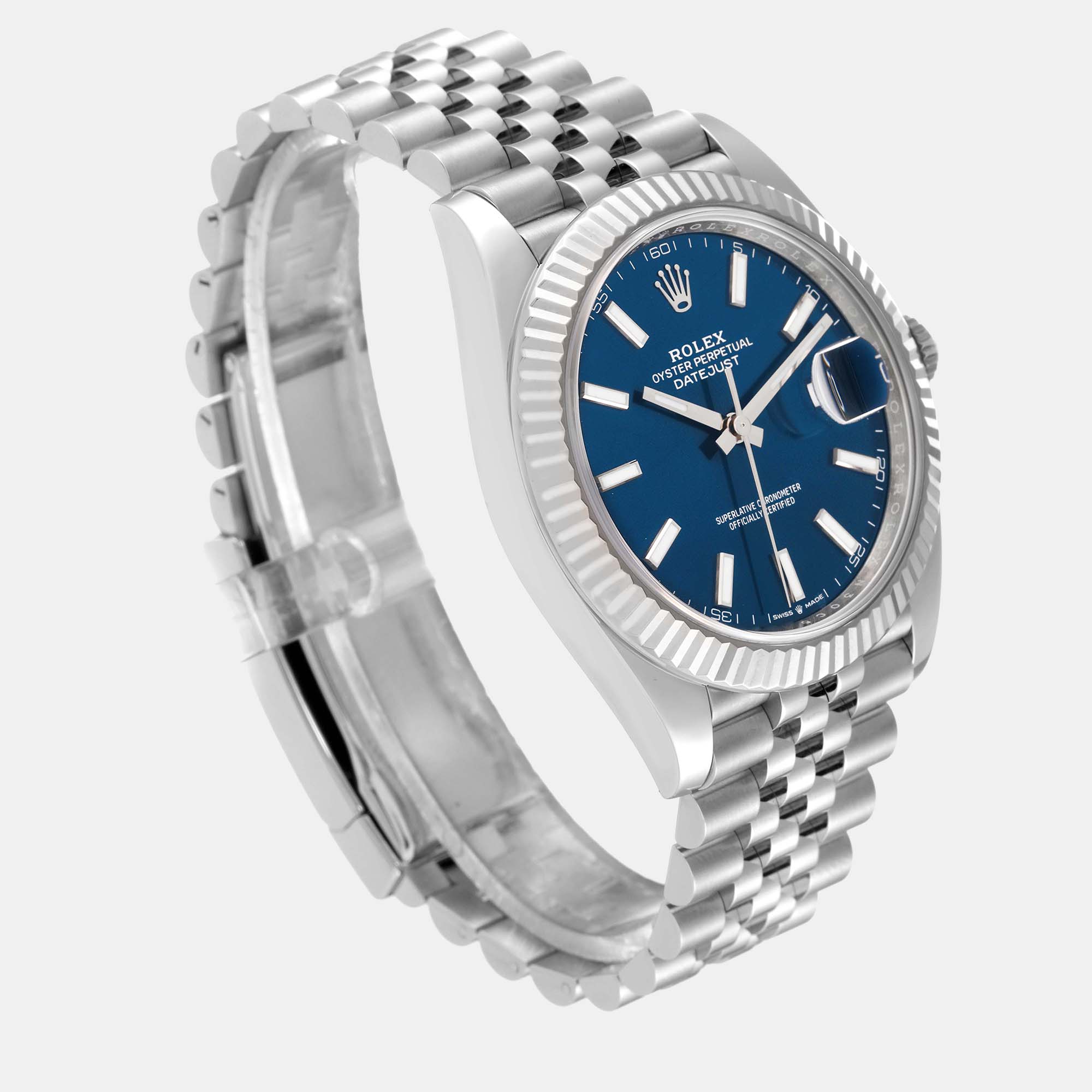 Rolex Datejust Steel White Gold Blue Dial Men's Watch 126334 41 Mm