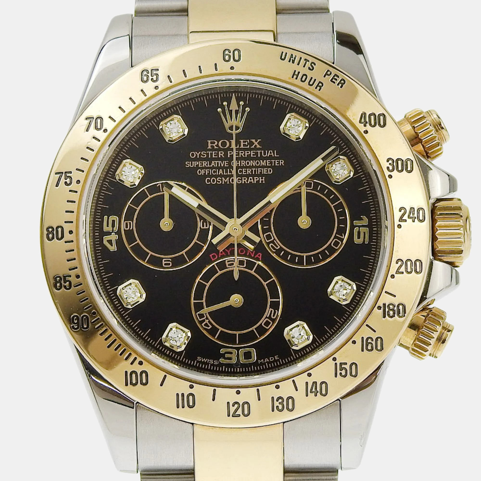 Rolex Black 18k Yellow Gold Stainless Steel Cosmograph Daytona 116523 Automatic Men's Wristwatch 40 Mm