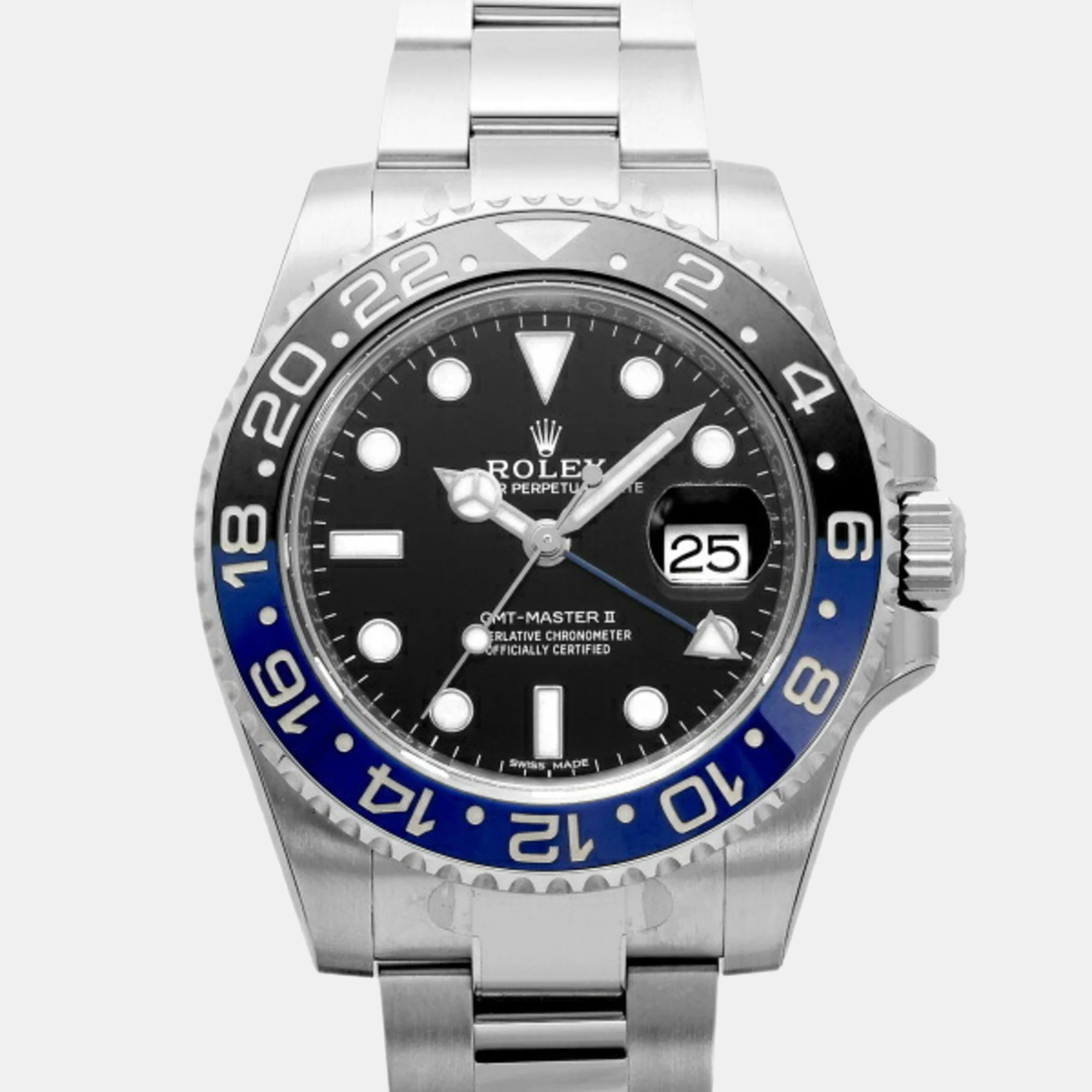 Rolex black stainless steel ceramic gmt-master ii 116710blnr automatic men's wristwatch 40 mm