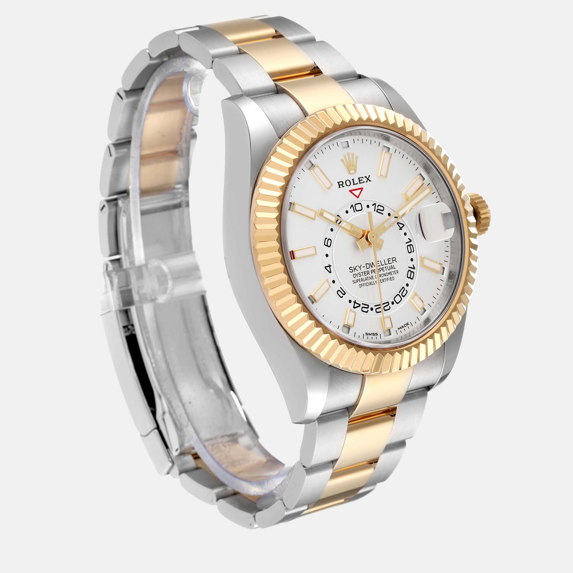 Rolex Sky Dweller Yellow Gold Steel White Dial Men's Watch 326933 42 Mm