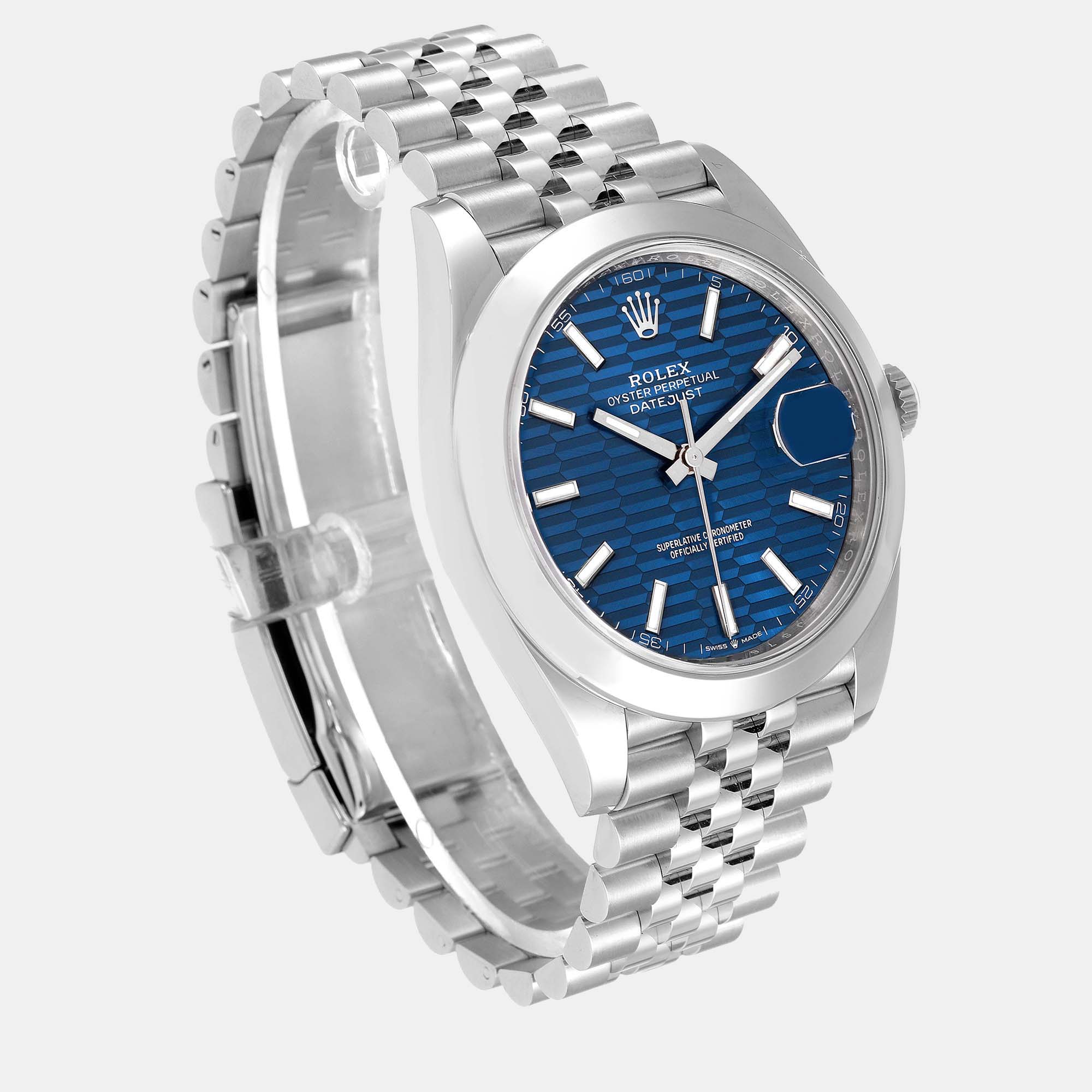Rolex Datejust Blue Fluted Dial Steel Men's Watch 126300 41 Mm