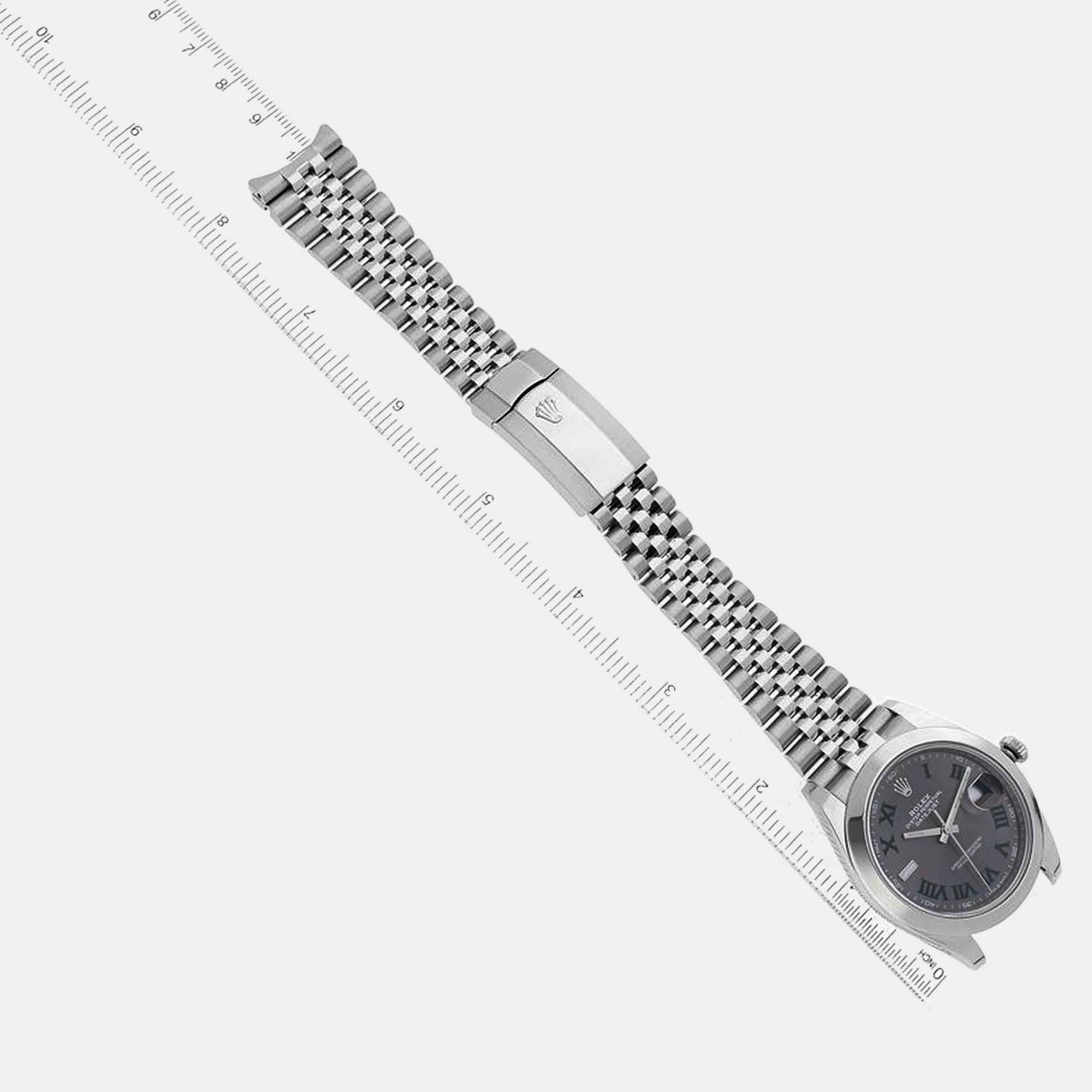 Rolex Datejust Grey Green Wimbledon Dial Steel Men's Watch 126300 41 Mm
