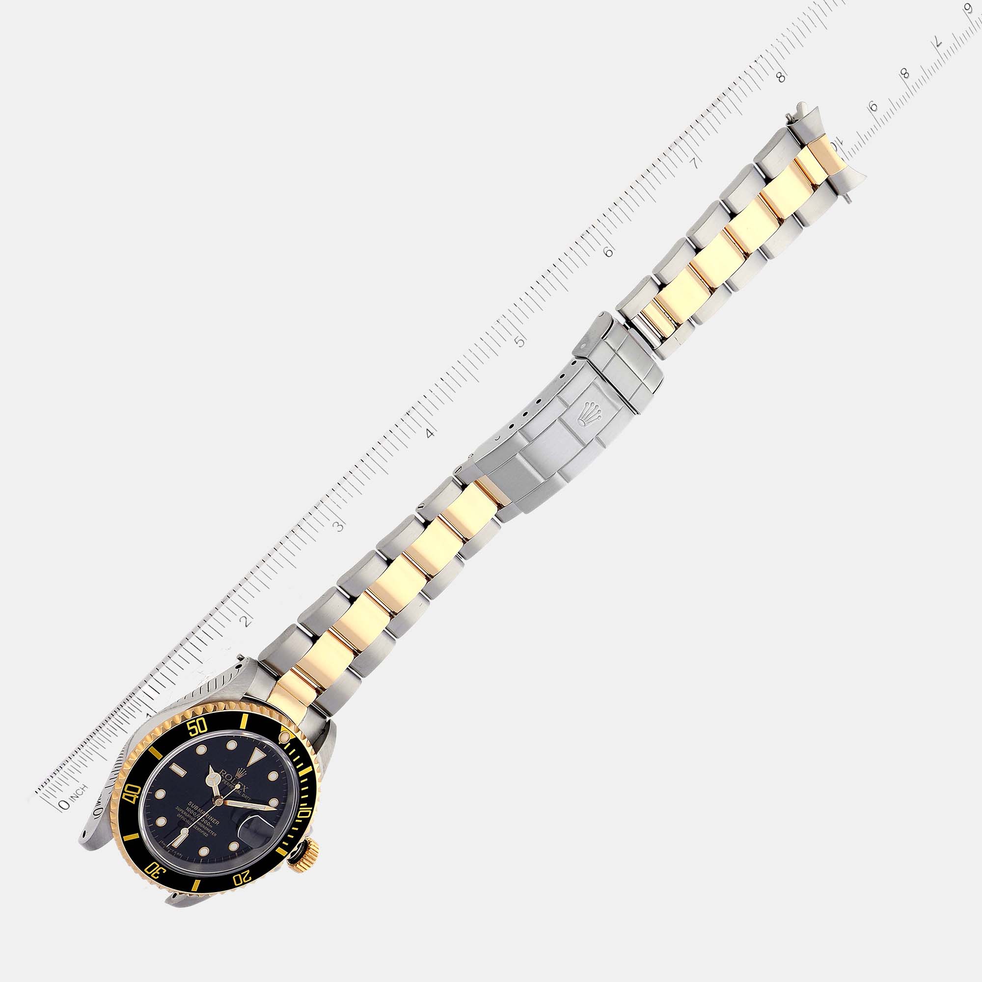 Rolex Submariner Steel Yellow Gold Black Dial Men's Watch 16613 40 Mm
