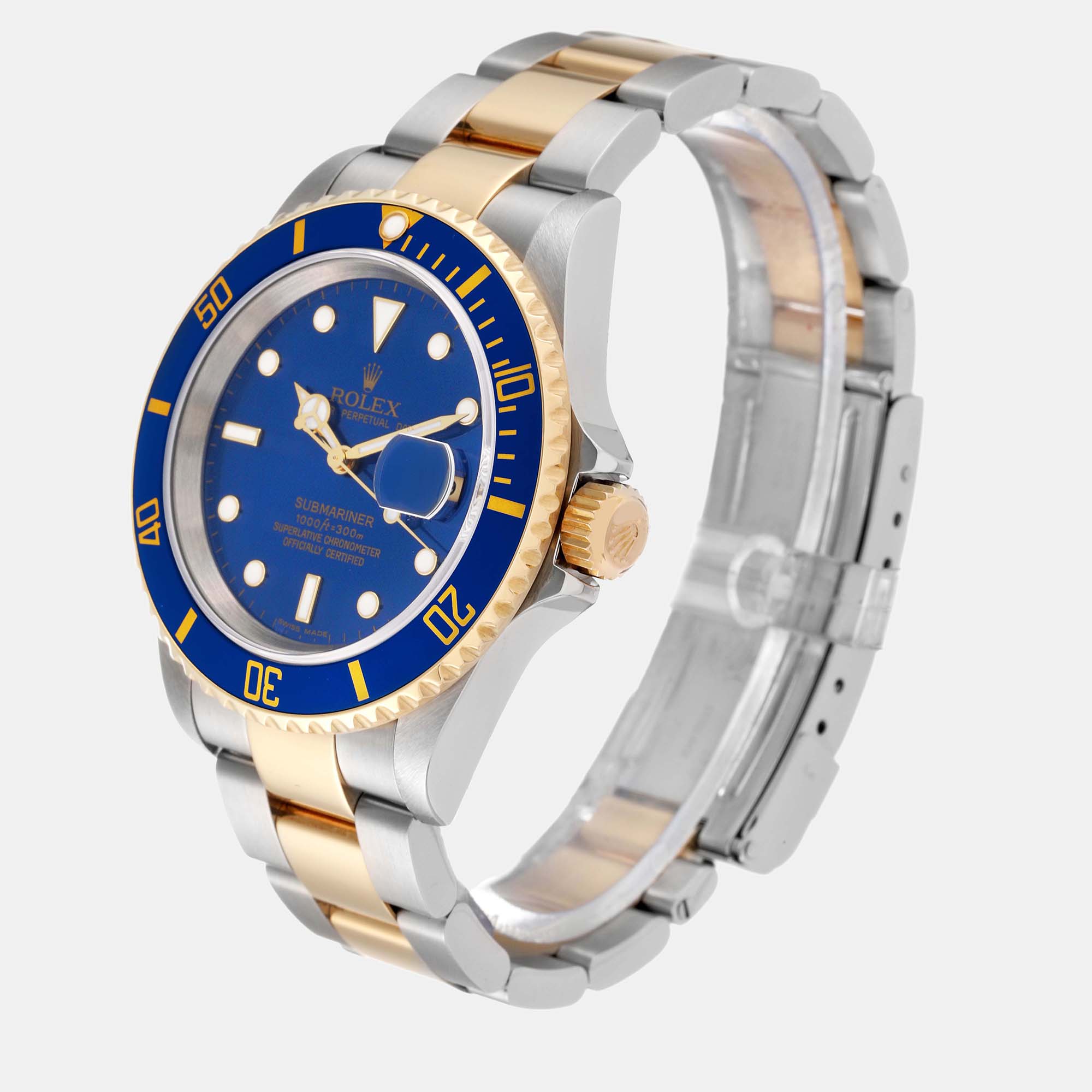 Rolex Submariner Blue Dial Steel Yellow Gold Men's Watch 16613 40 Mm
