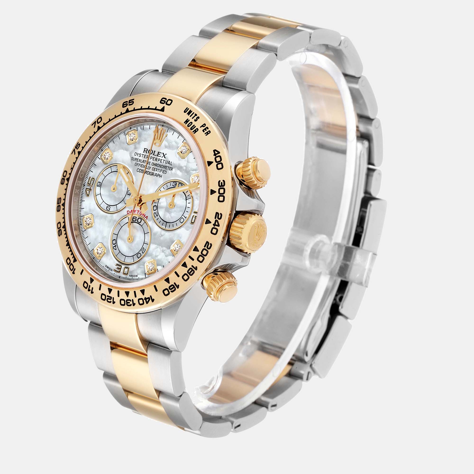 Rolex Daytona Steel Yellow Gold Mother Of Pearl Diamond Men's Watch 116503 40 Mm
