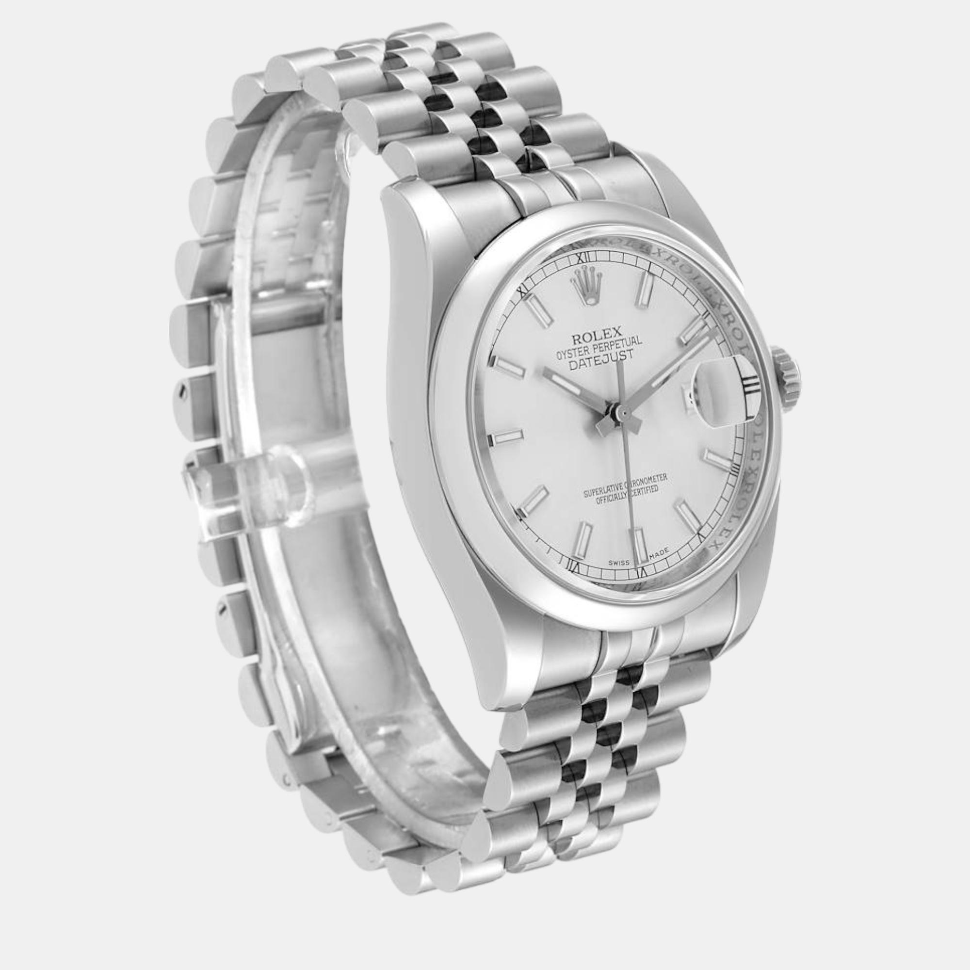 Rolex Datejust Silver Dial Steel Mens Watch 116200