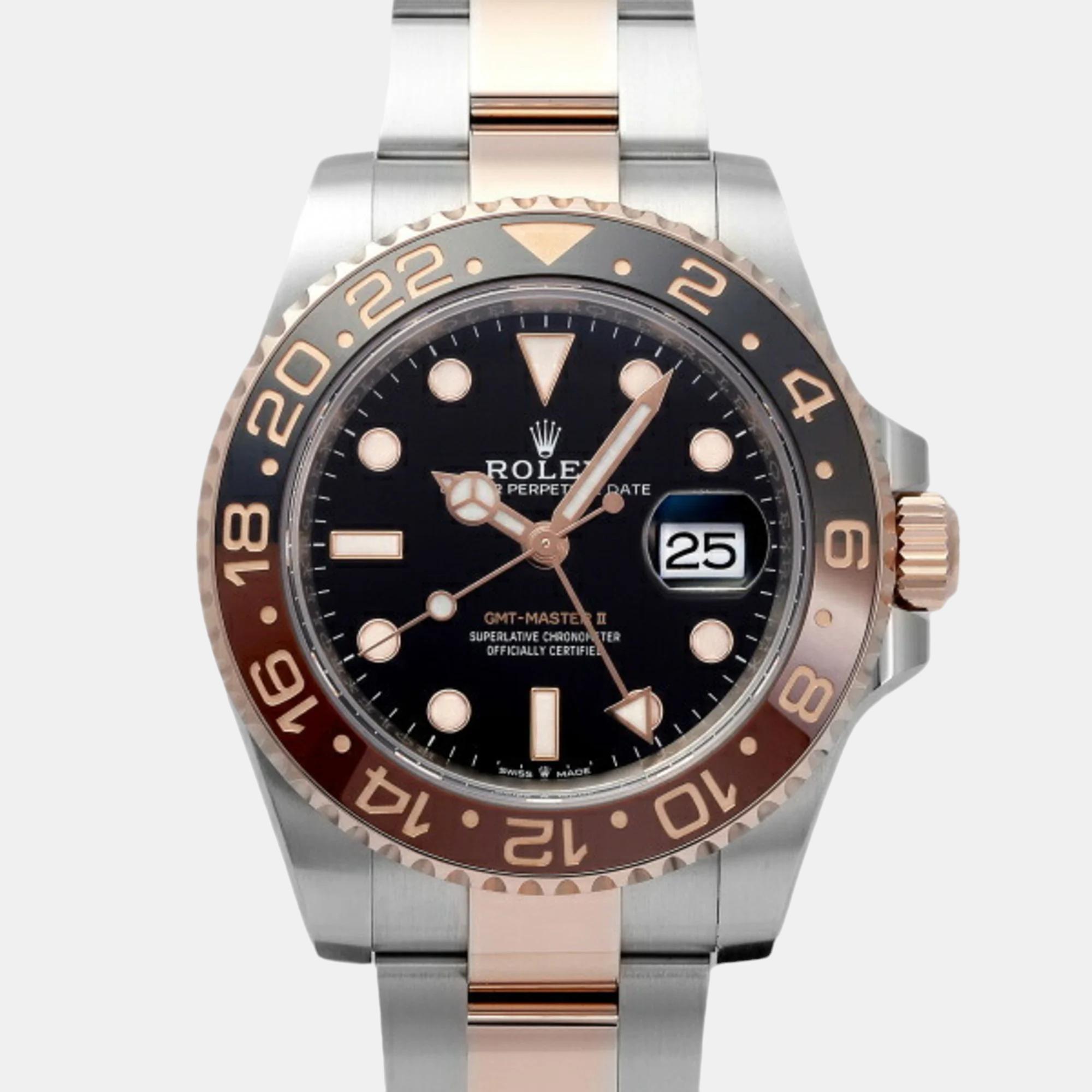 Rolex black ceramic stainless steel gmt master 126711  men's watch 40 mm