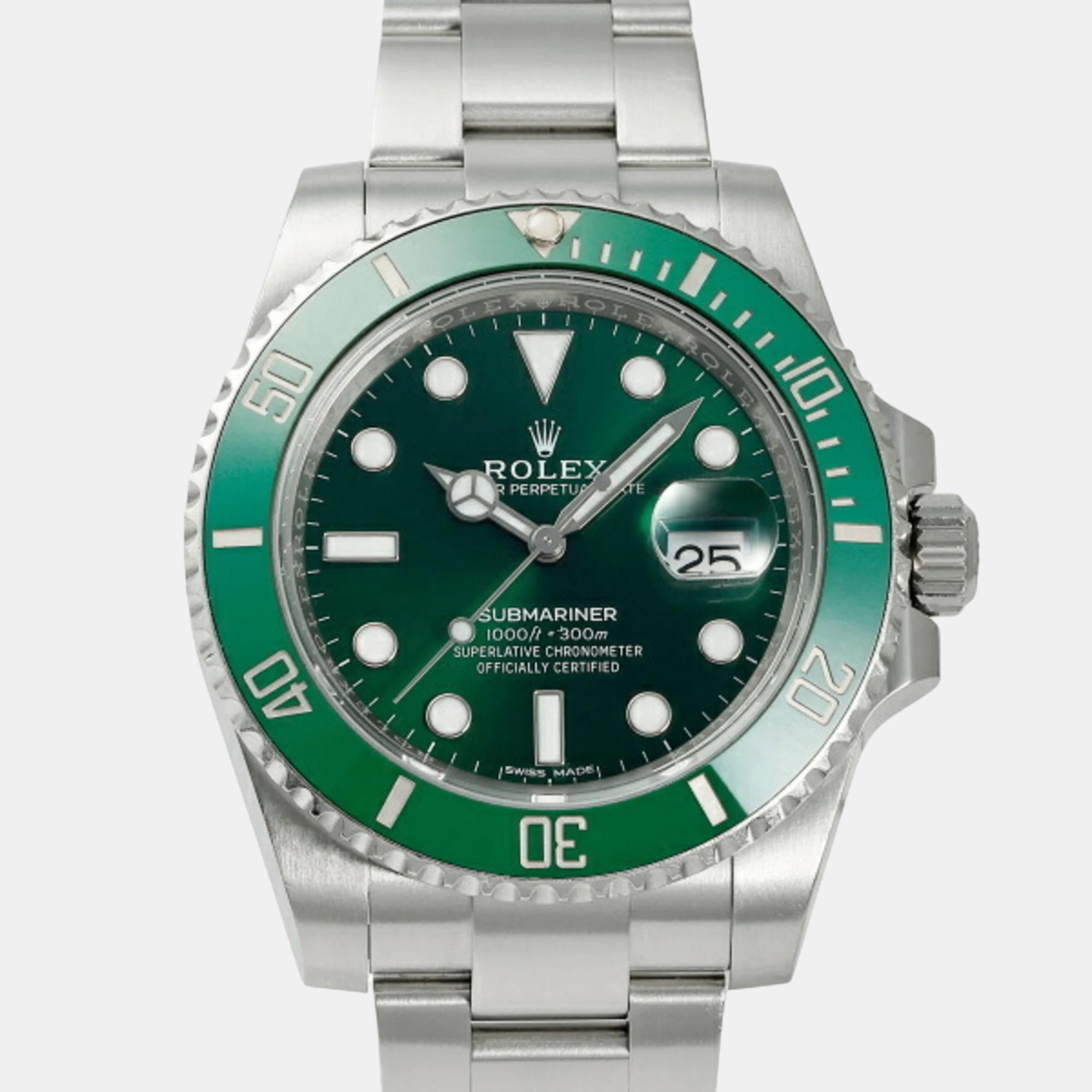 Rolex green stainless steel submariner date 116610lv men's watch 40 mm