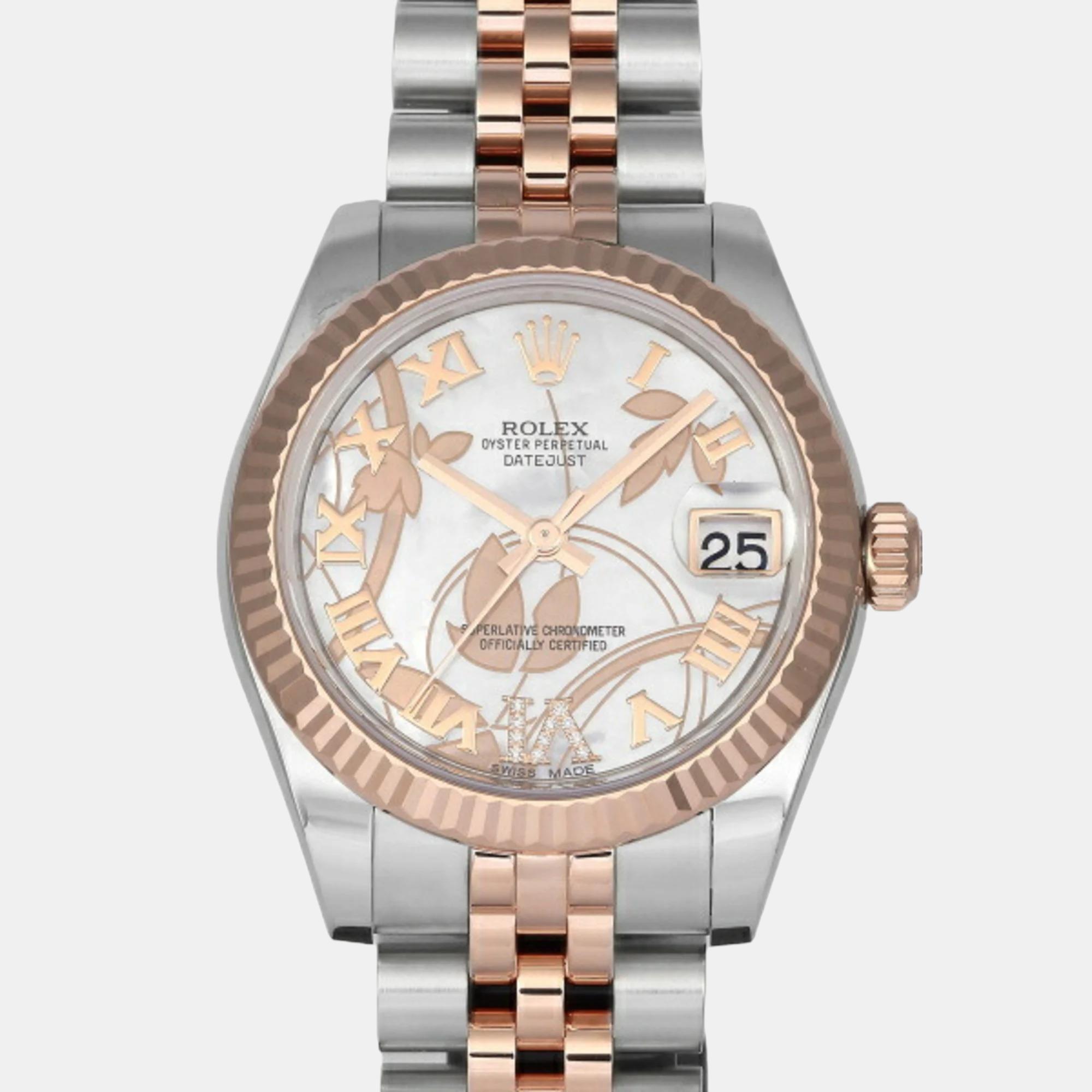 Rolex whte rose gold datejust goldust dream 178271nr wristwatch 31mm
