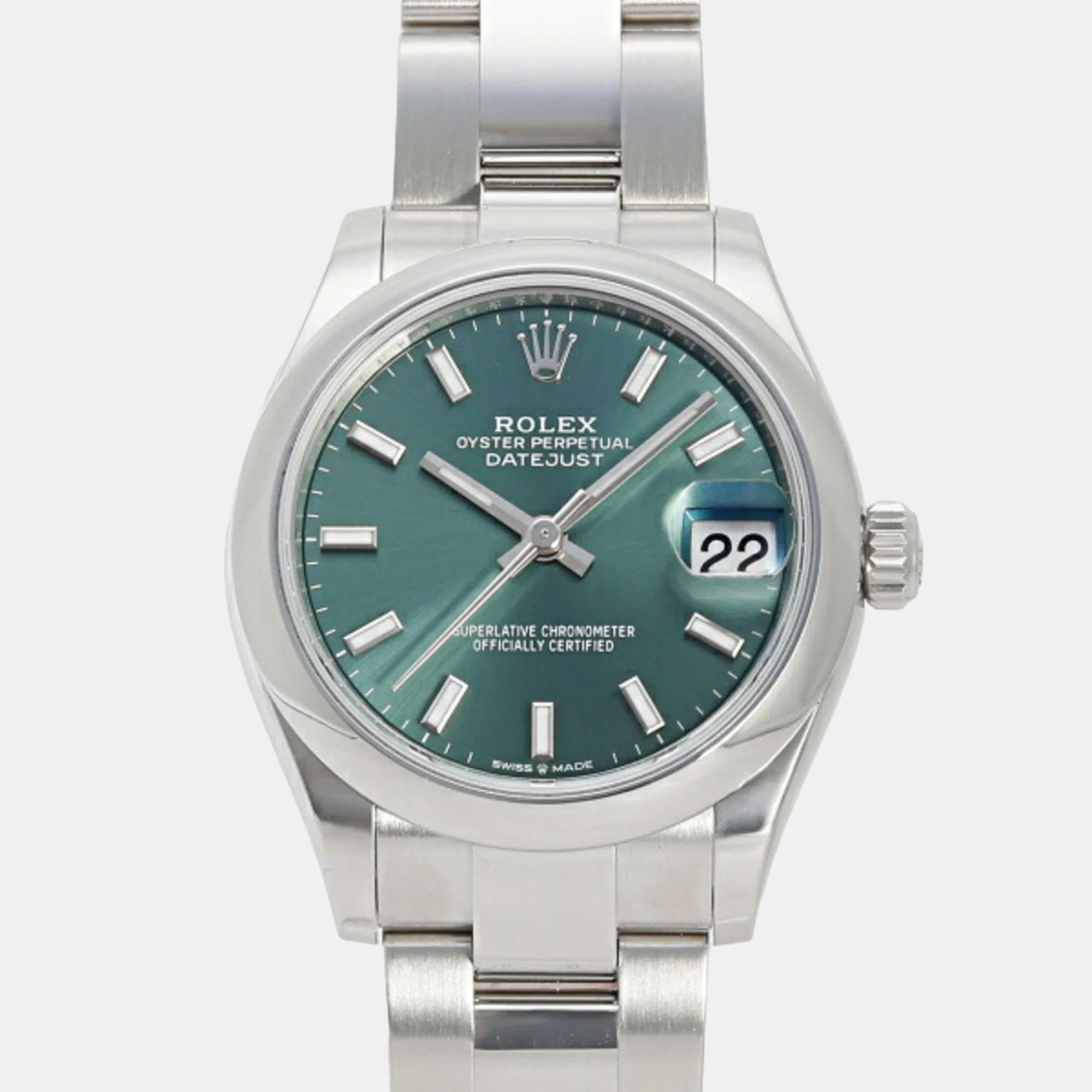 Rolex green stainless steel datejust 278240 wristwatch 31mm