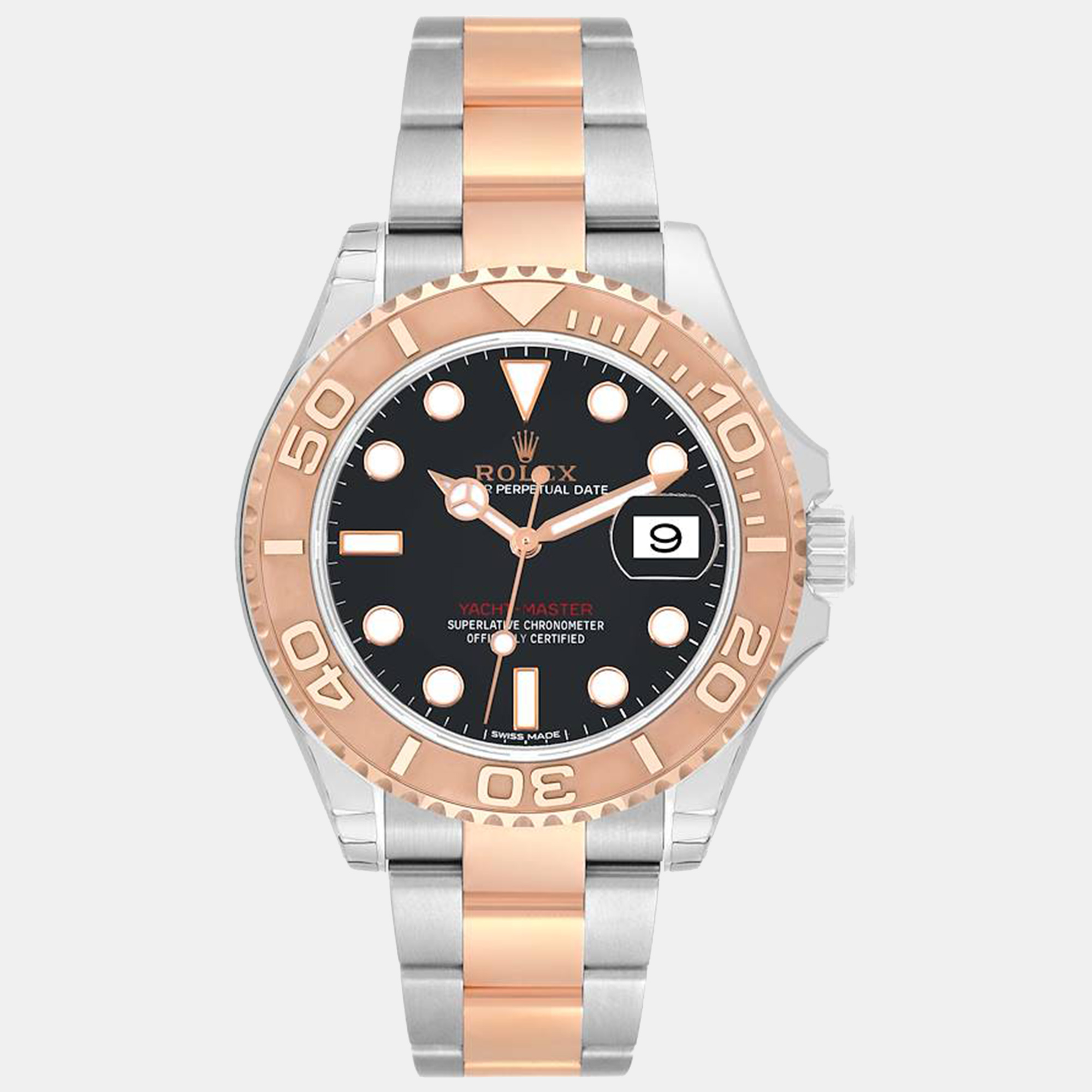 Rolex yachtmaster 18k rose gold steel black dial men's watch 116621 40 mm