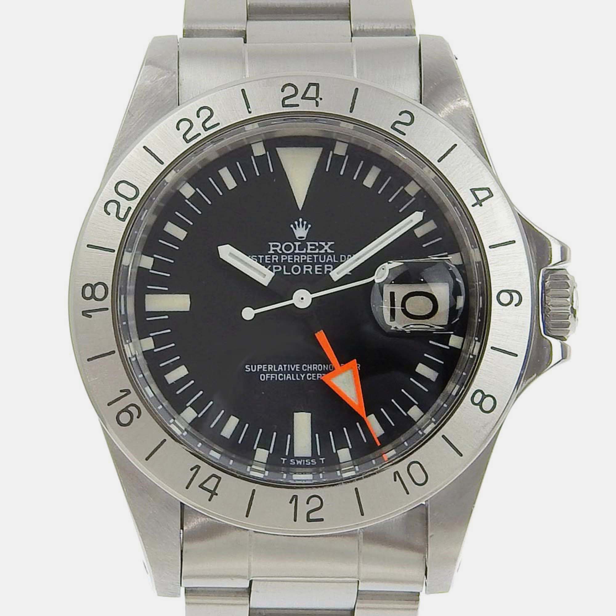 Rolex black stainless steel explorer ii  1655/0 automatic men's wristwatch 46 mm