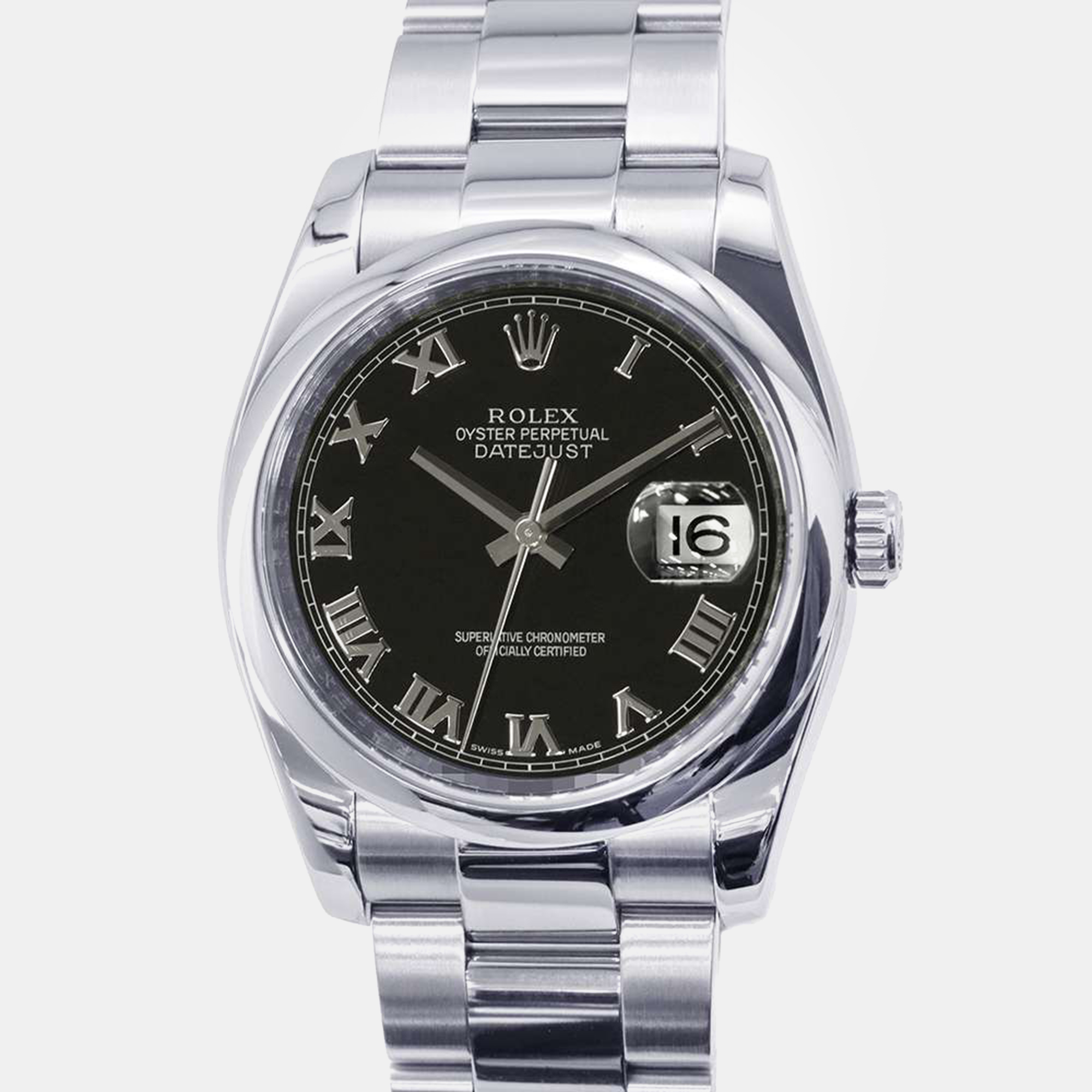 Rolex black stainless steel datejust 116200 automatic men's wristwatch 36 mm