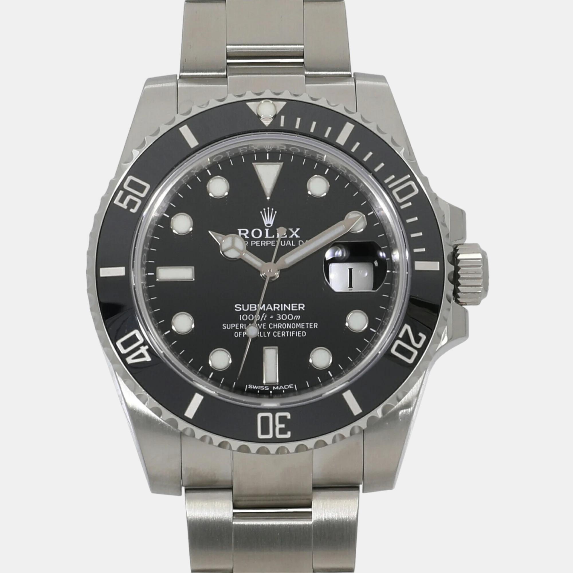 Rolex black stainless steel submariner 116610ln automatic men's wristwatch 40 mm
