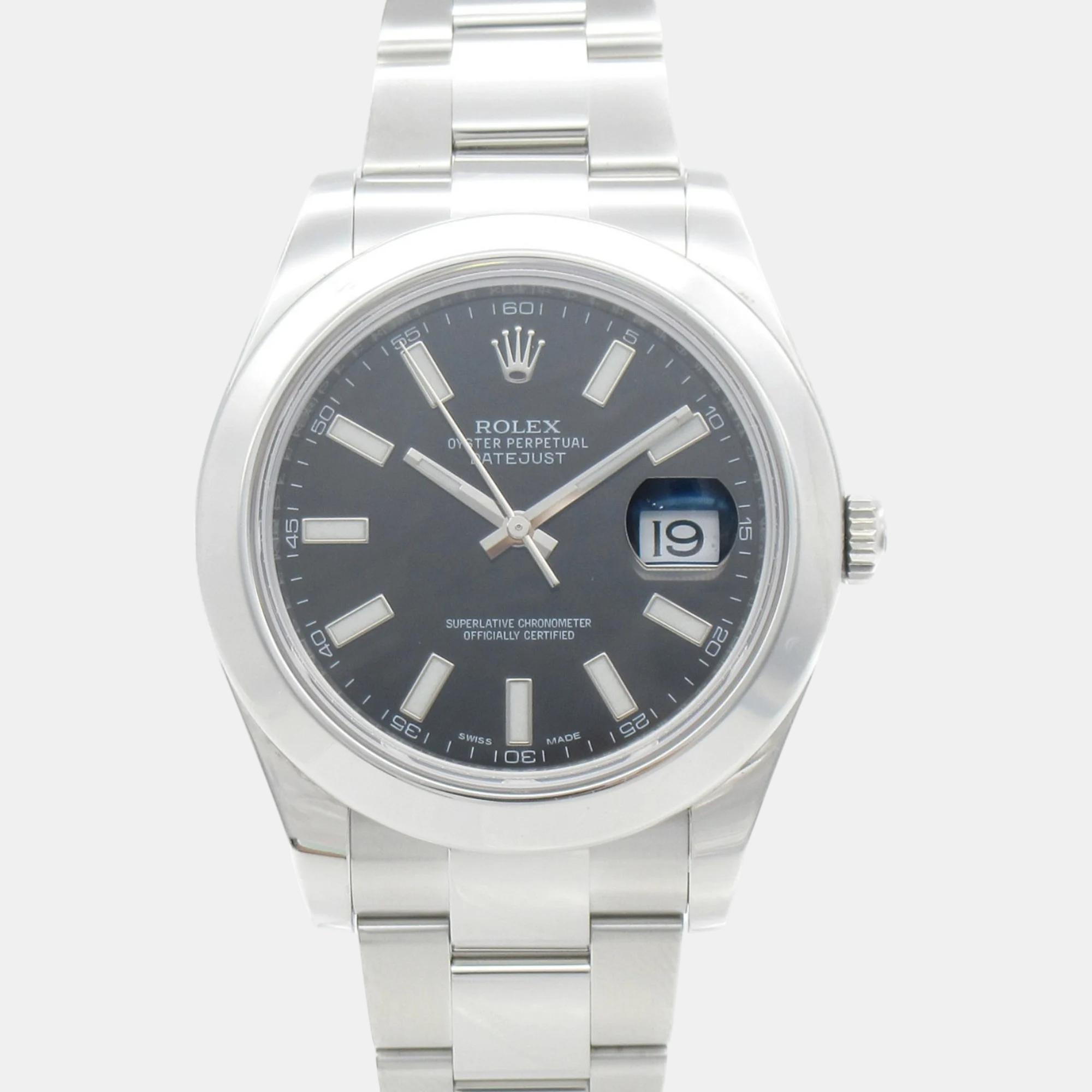 Rolex black stainless steel datejust ii 116300 automatic men's wristwatch 41 mm