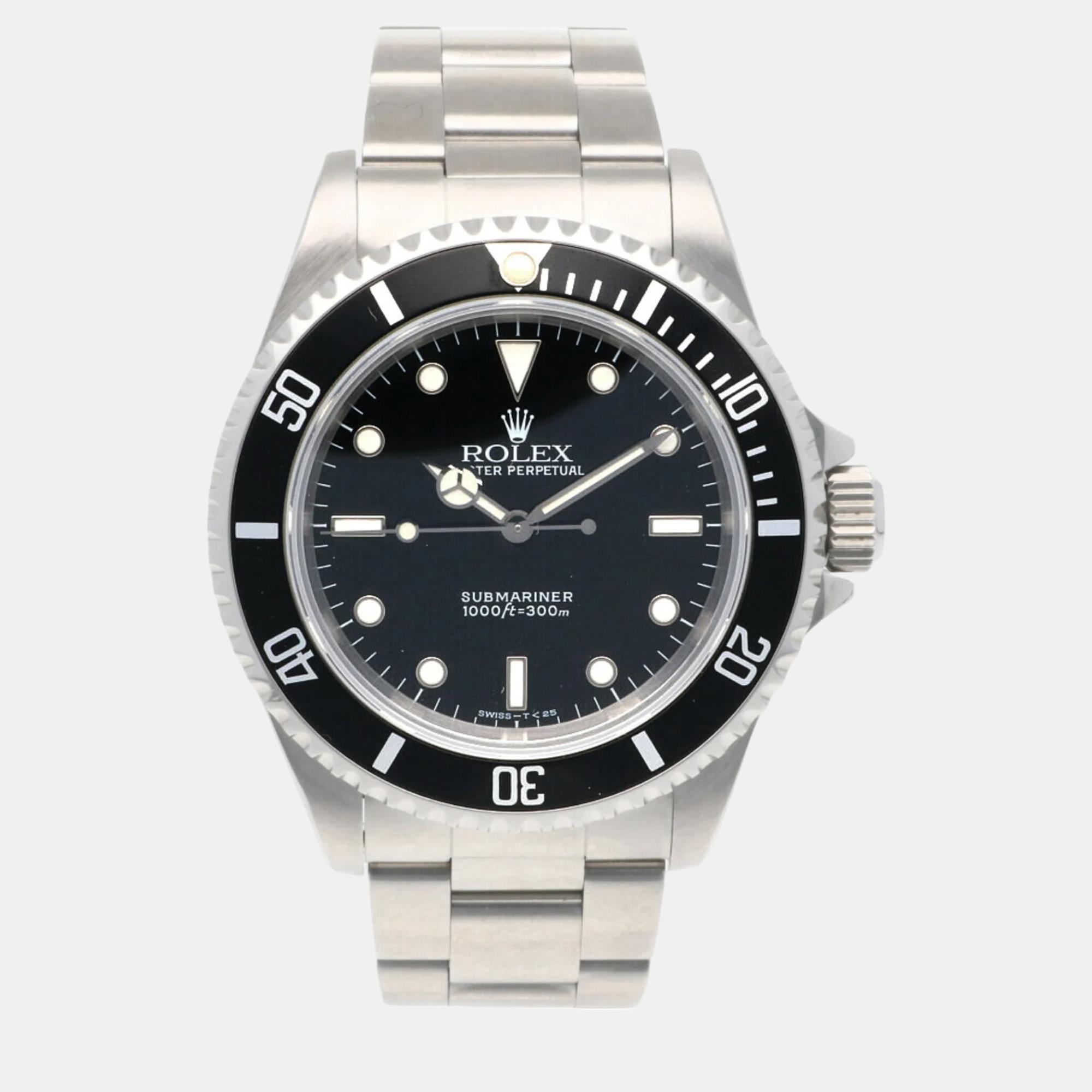 Rolex black stainless steel submariner 14060 automatic men's wristwatch 40 mm