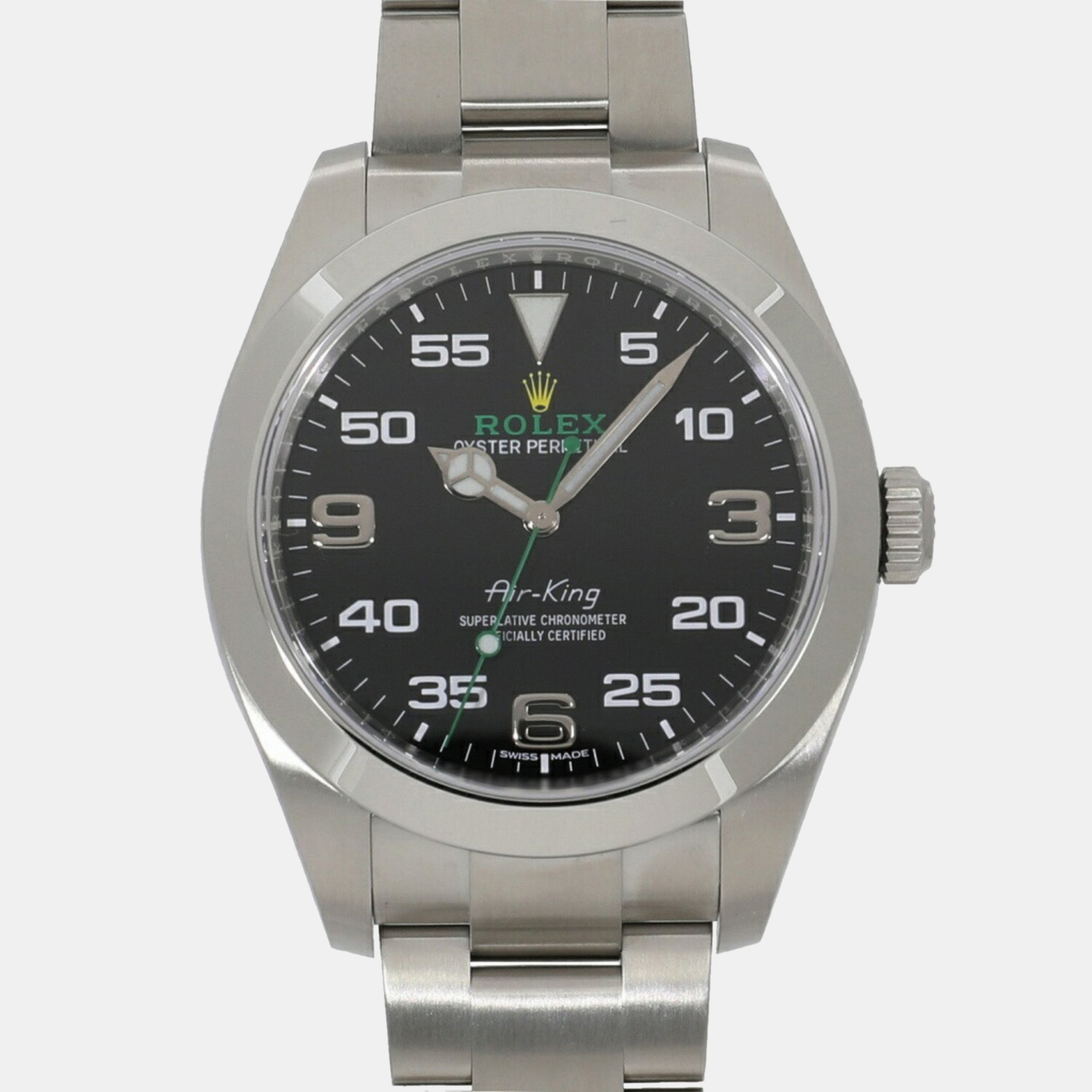Rolex black stainless steel air king 116900 men's wristwatch 40mm