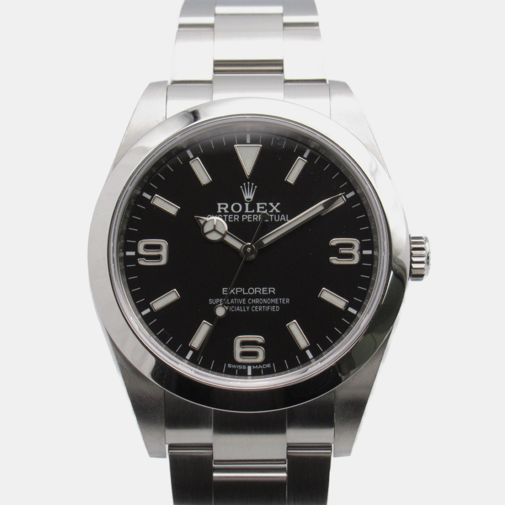 Rolex black stainless steel explorer 214270 men's wristwatch 39 mm