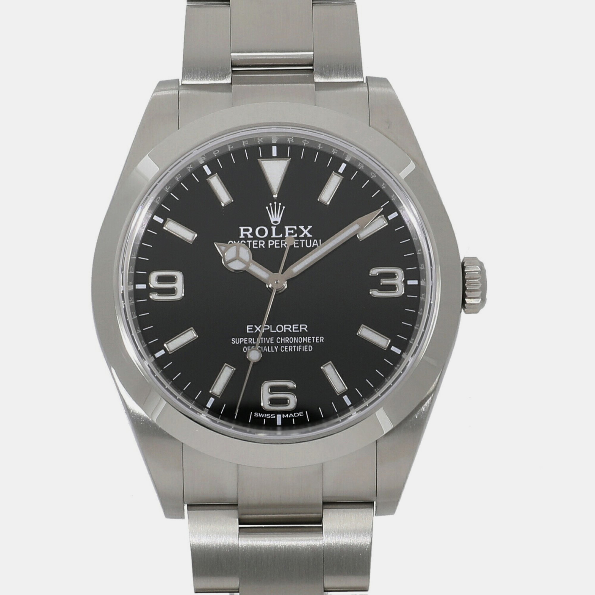 Rolex black stainless steel explorer 214270 men's wristwatch 40mm