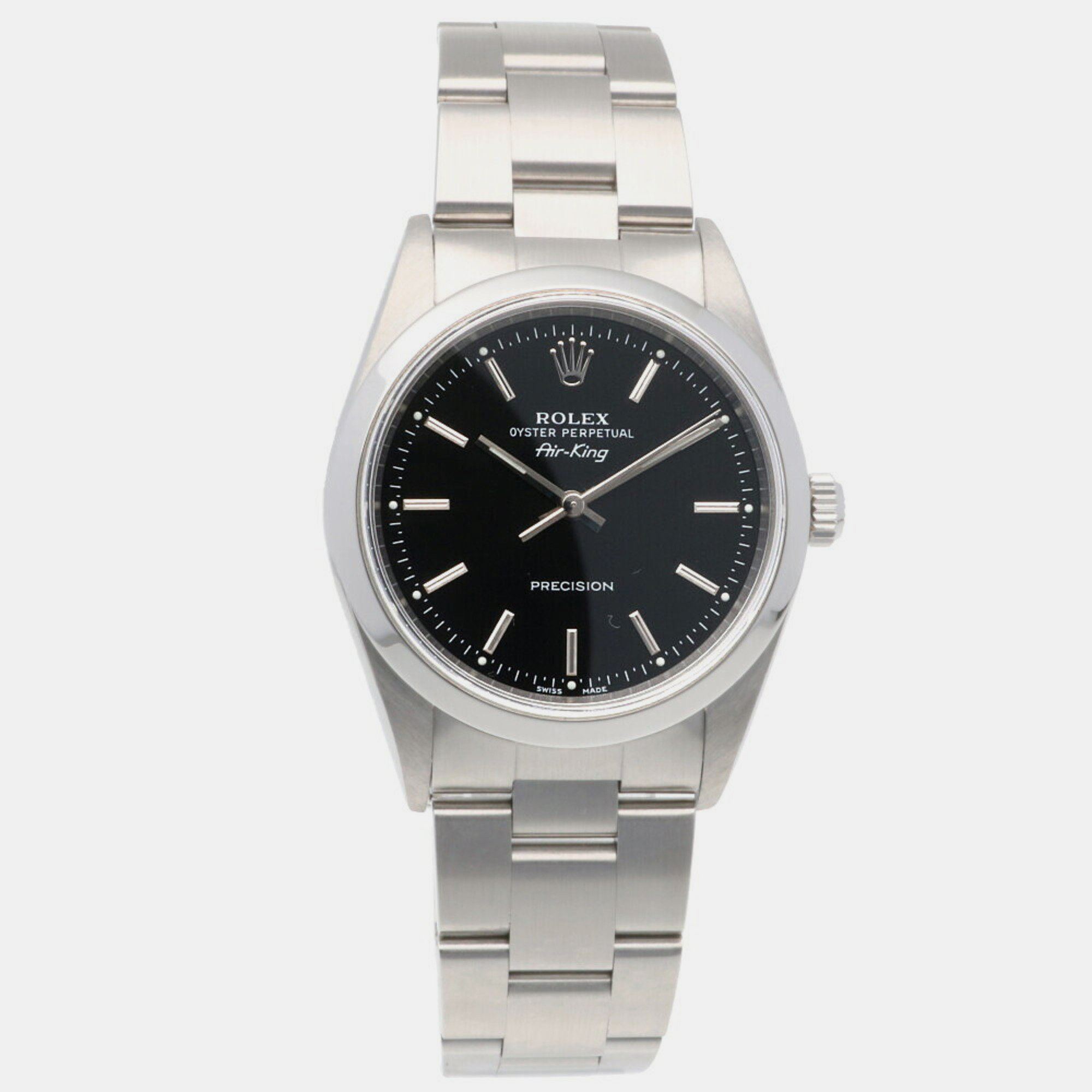 Rolex black stainless steel air king 14000m men's wristwatch 34mm