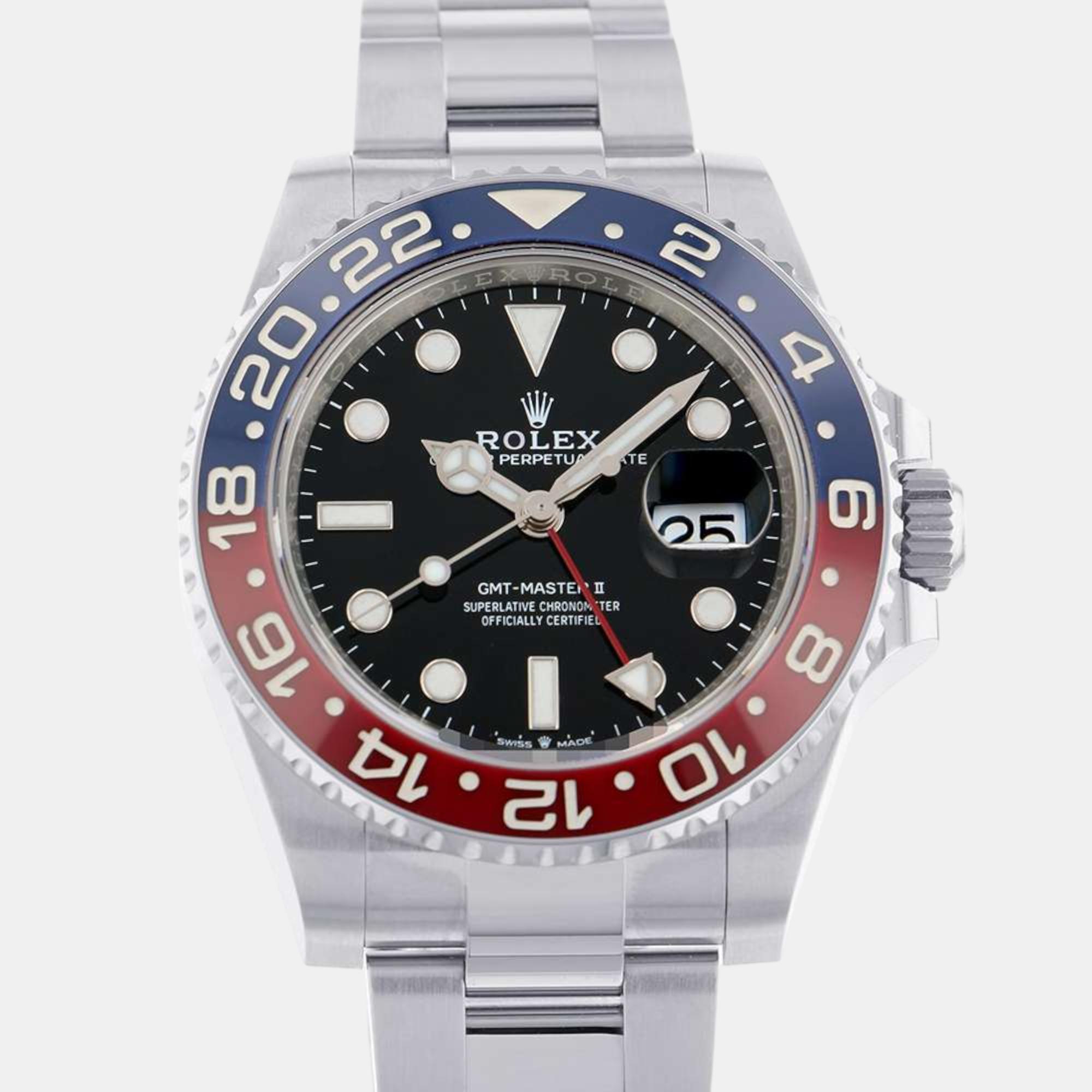 Rolex Black Stainless Steel GMT-Master Automatic Men's Wristwatch 40 mm
Rolex Black Stainless Steel GMT-Master Automatic Men's Wristwatch 40 mm