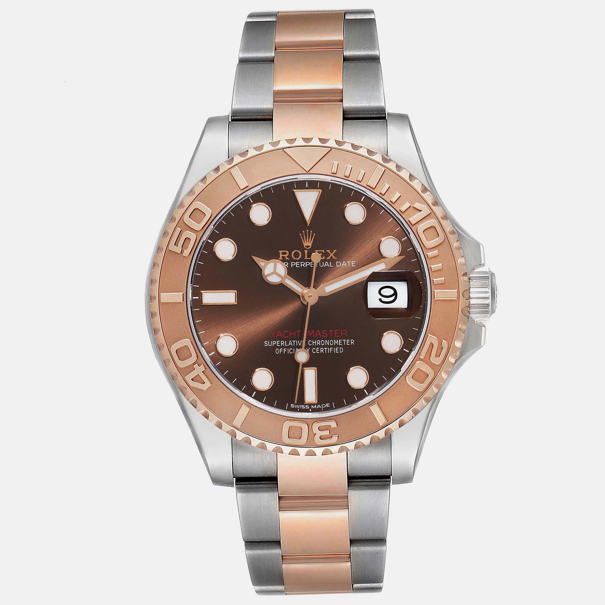 Rolex yachtmaster rose gold steel brown dial men's watch 40 mm