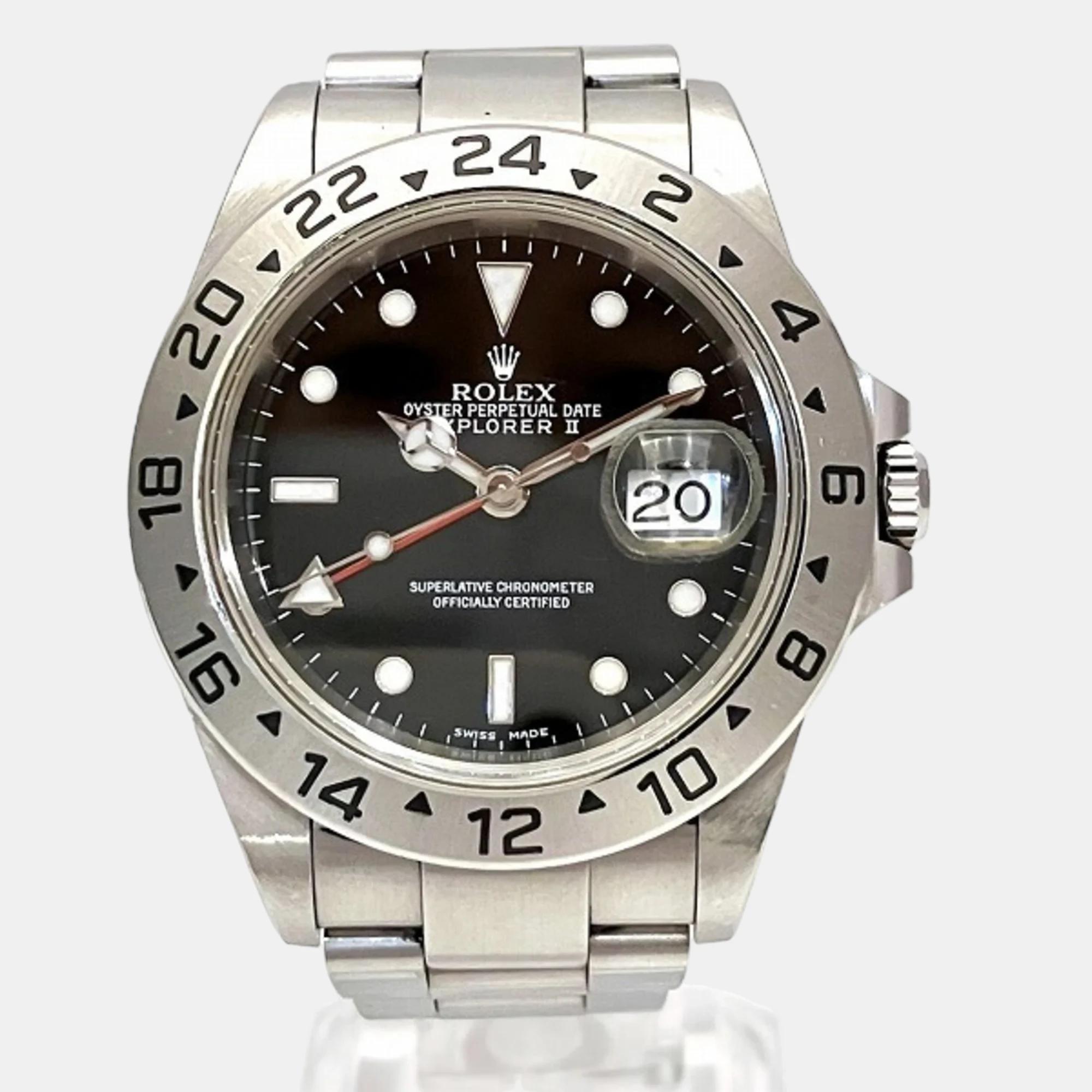 Rolex black stainless steel explorer 16570 automatic men's wristwatch 40 mm