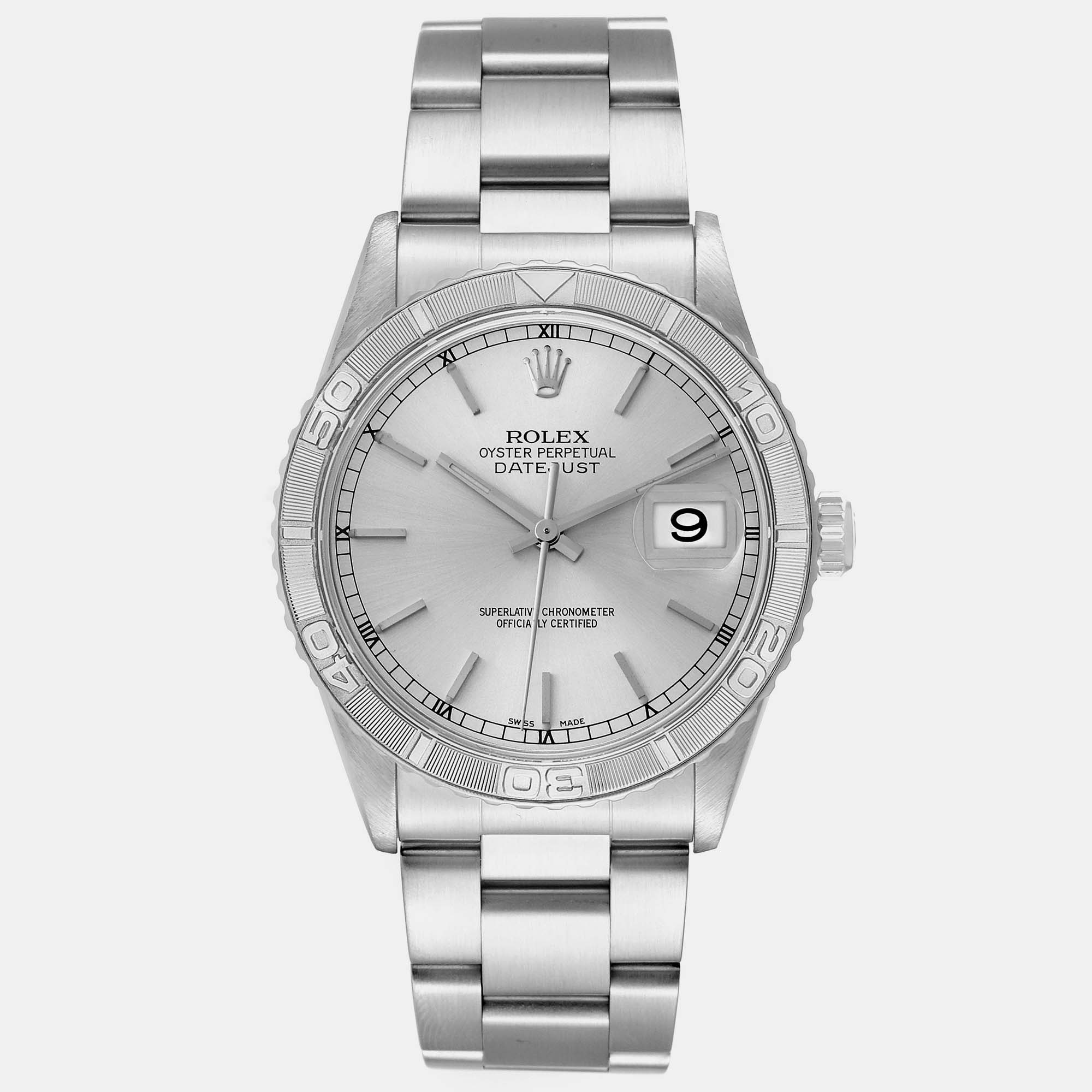 Rolex datejust turnograph steel white gold men's watch 36 mm