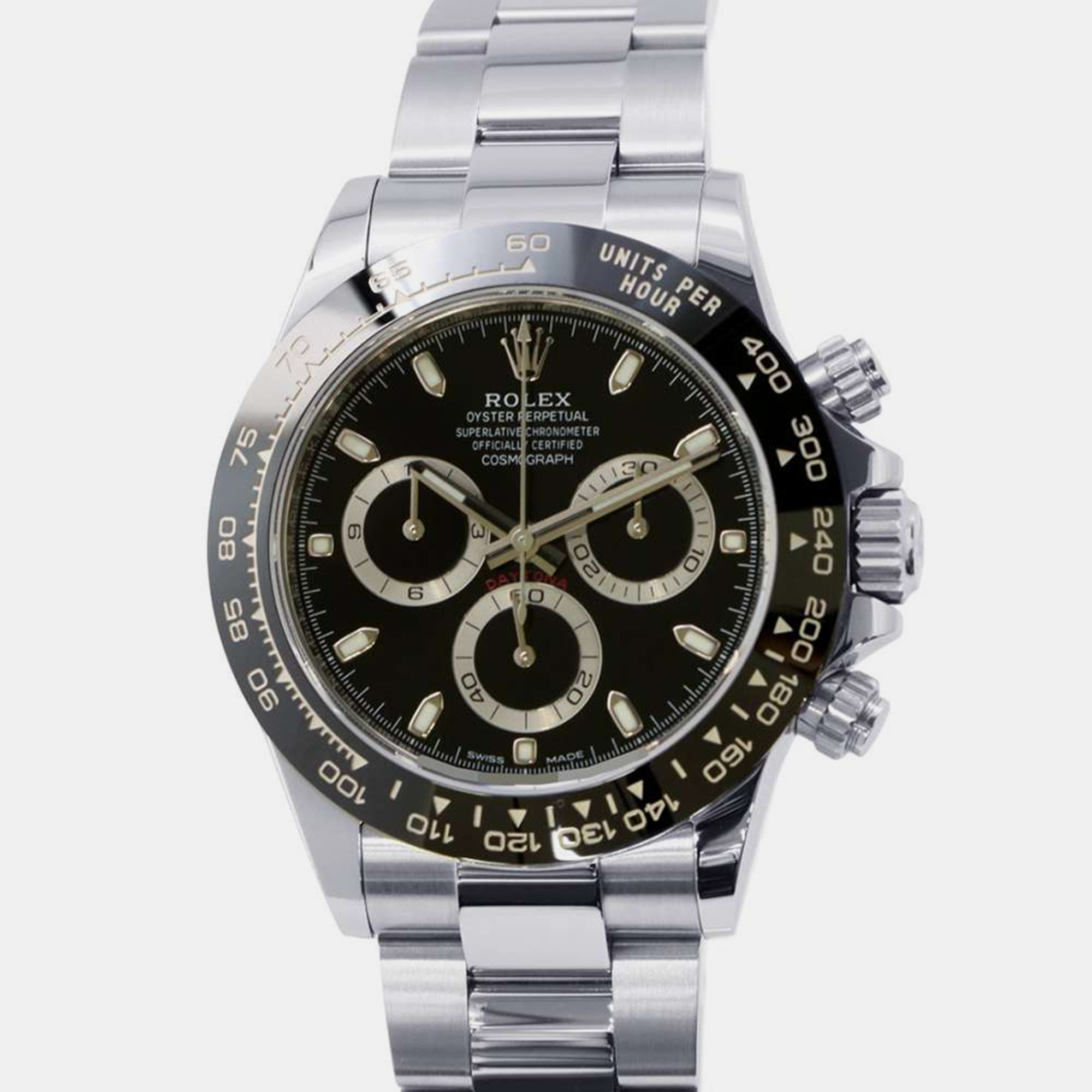 Rolex black stainless steel cosmograph daytona automatic men's wristwatch 40 mm