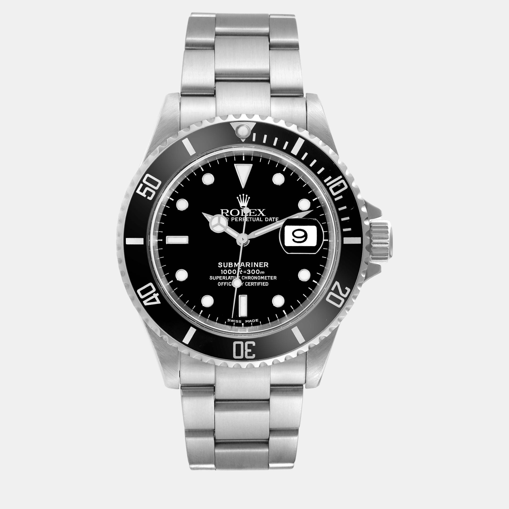 Rolex submariner date black dial steel men's watch 40 mm