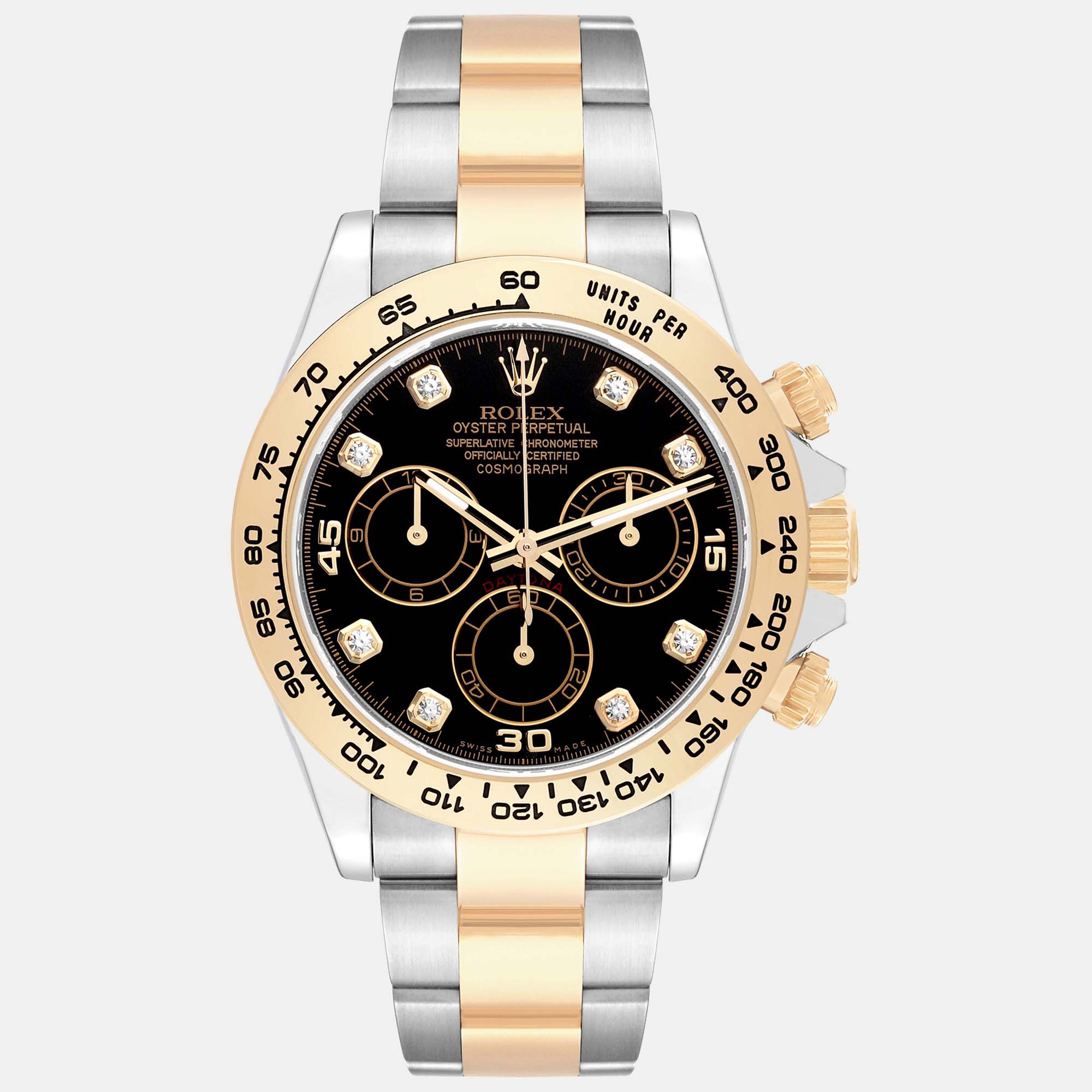 Rolex cosmograph daytona steel yellow gold diamond men's watch 40 mm