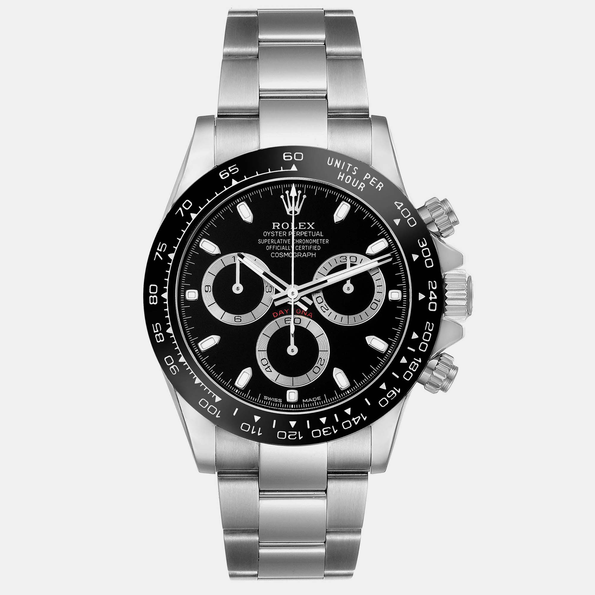 Rolex daytona black dial steel men's watch 40 mm