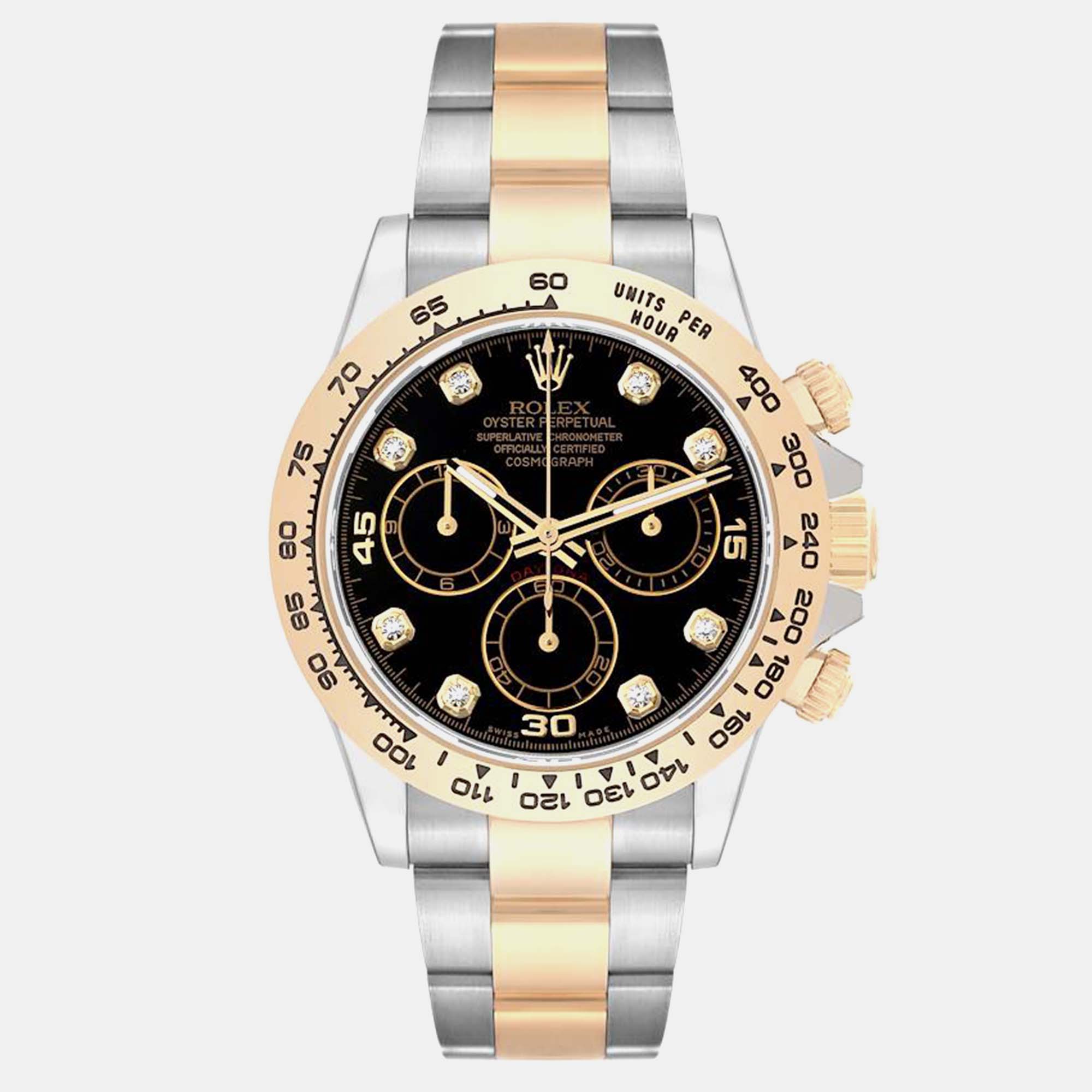 Rolex Cosmograph Daytona Steel Yellow Gold Diamond Men's Watch 40 mm, Black
Rolex Cosmograph Daytona Steel Yellow Gold Diamond Men's Watch 40 mm, Black