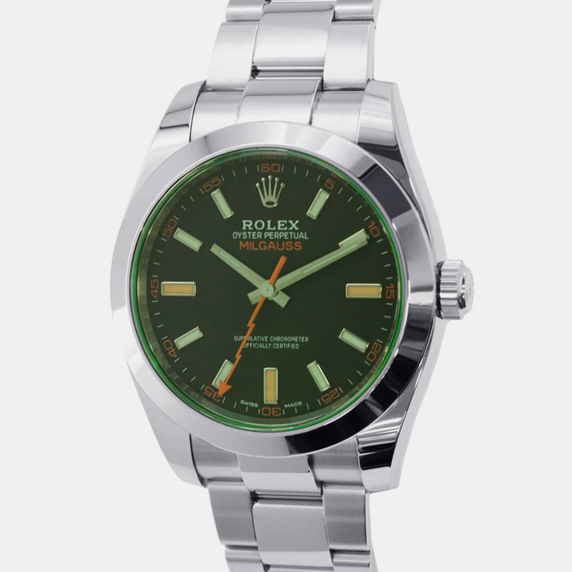 Rolex black stainless steel milgauss 116400gv automatic men's wristwatch 40 mm